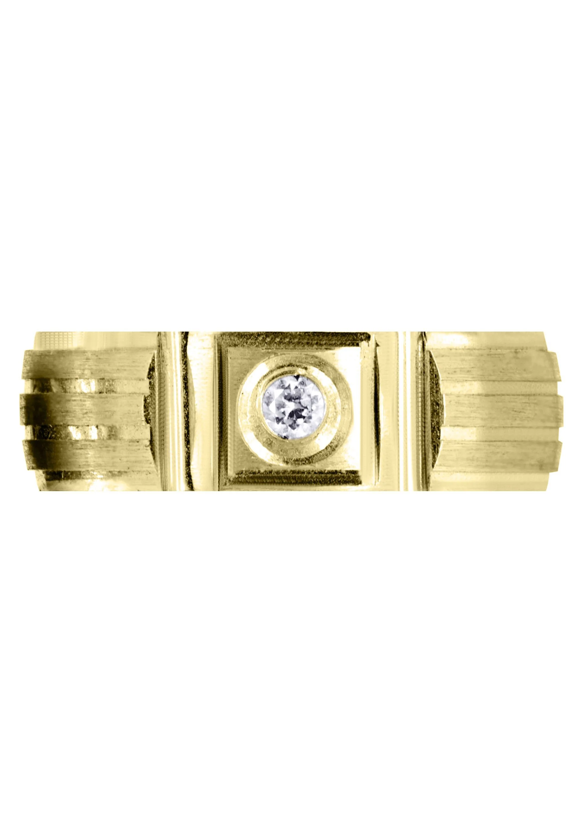 Yellow Gold Diamond Mens Engagement Ring | 0.07 Carats | Satin Finish (Jeffrey) - Image 2