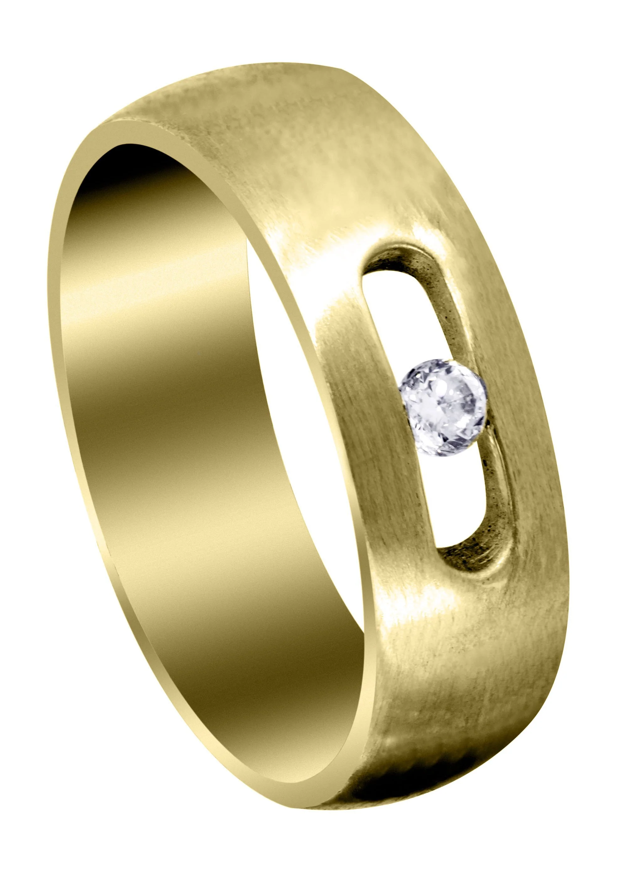 Yellow Gold Diamond Mens Wedding Band | 0.1 Carats | Satin Finish (Jett)