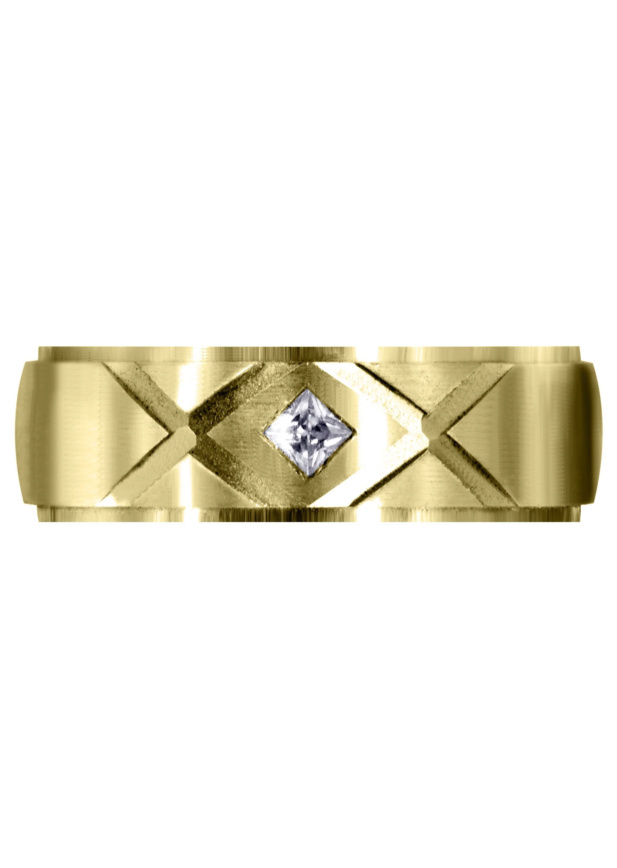 Yellow Gold Diamond Mens Wedding Band | 0.10 Carats | Satin Finish (Frank) - Image 2