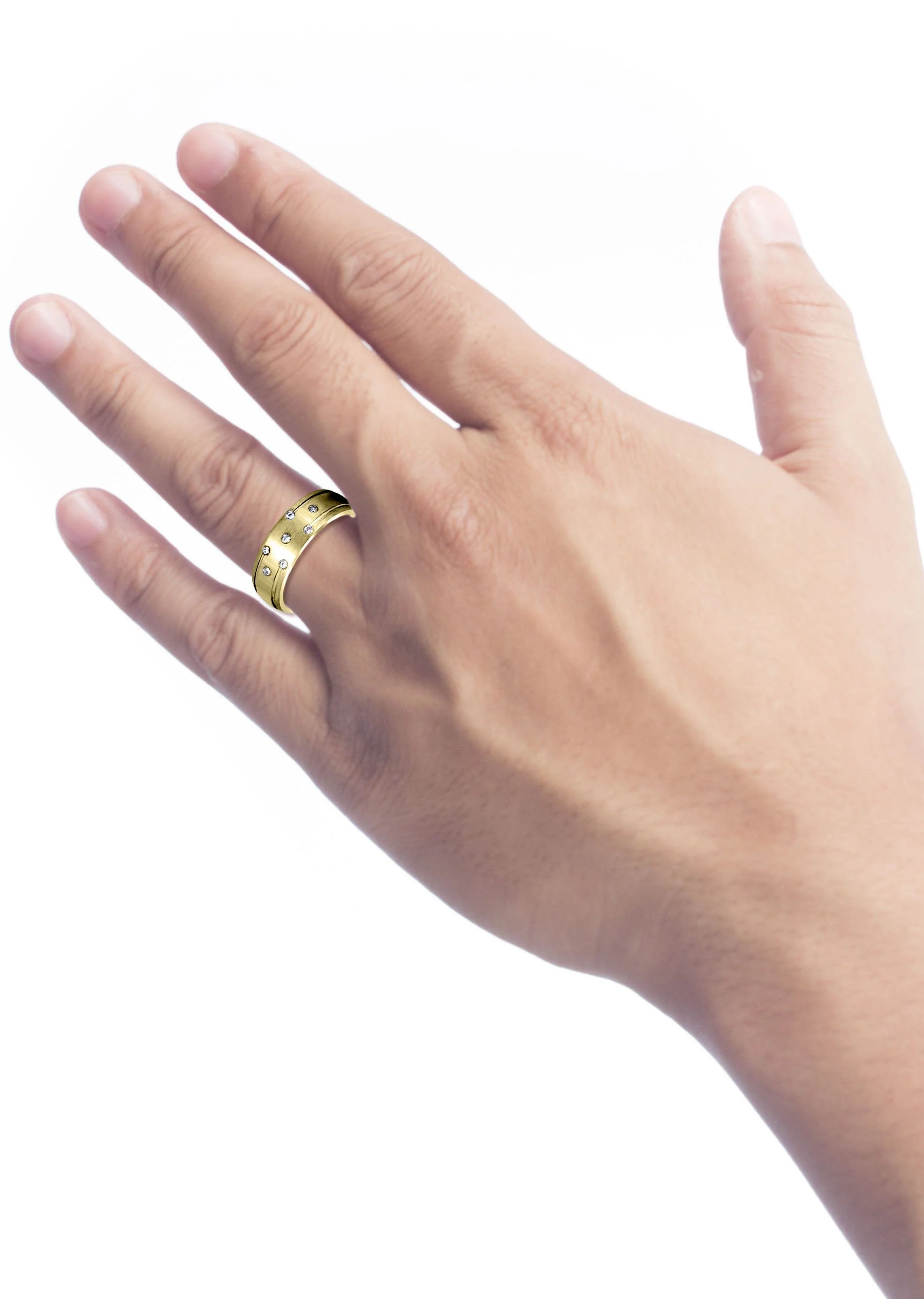 Yellow Gold Diamond Mens Wedding Band | 0.11 Carats (Donald) - Image 4