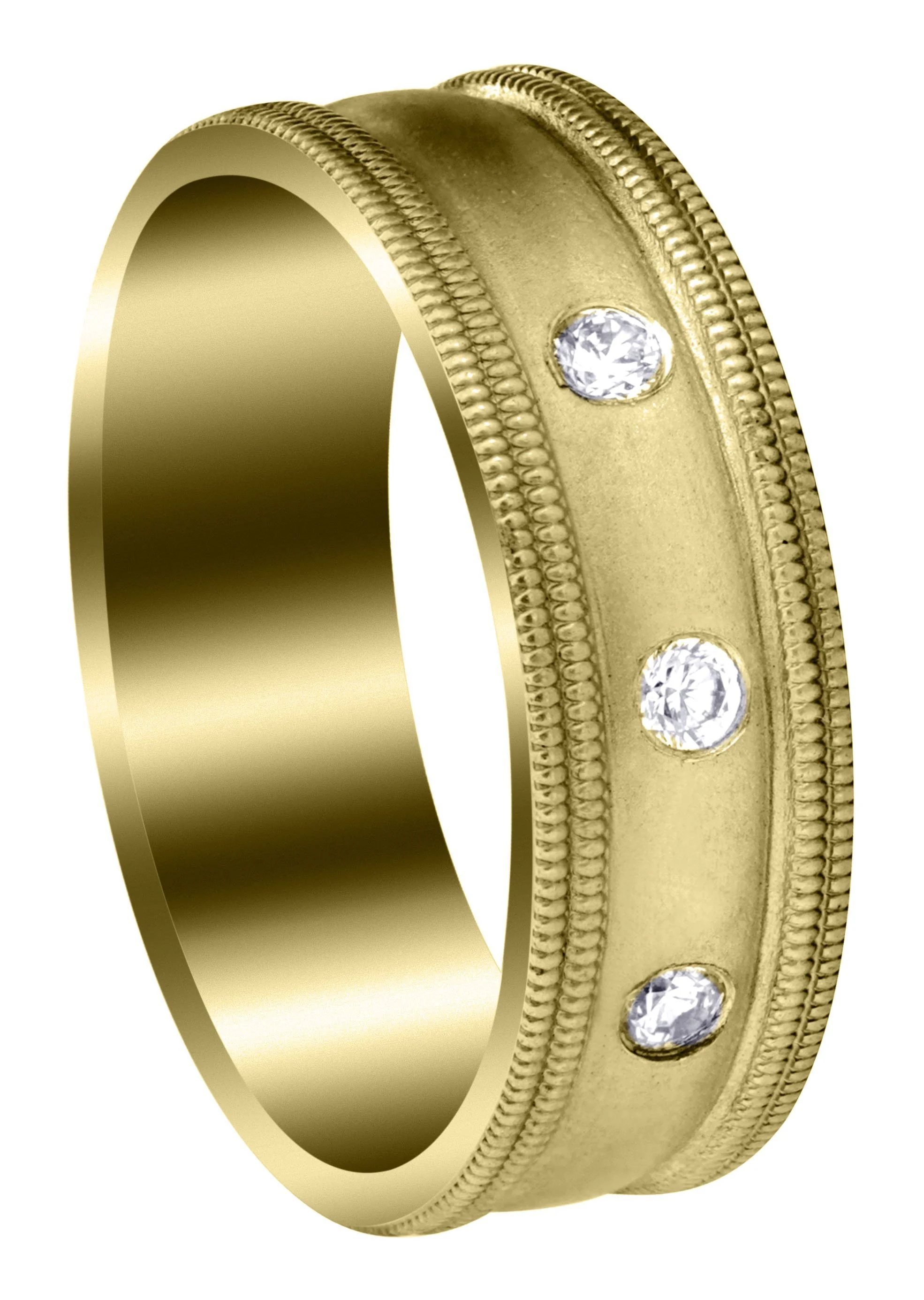 Yellow Gold Diamond Mens Wedding Band | 0.15 Carats | Wire Matt Finish (Pablo)
