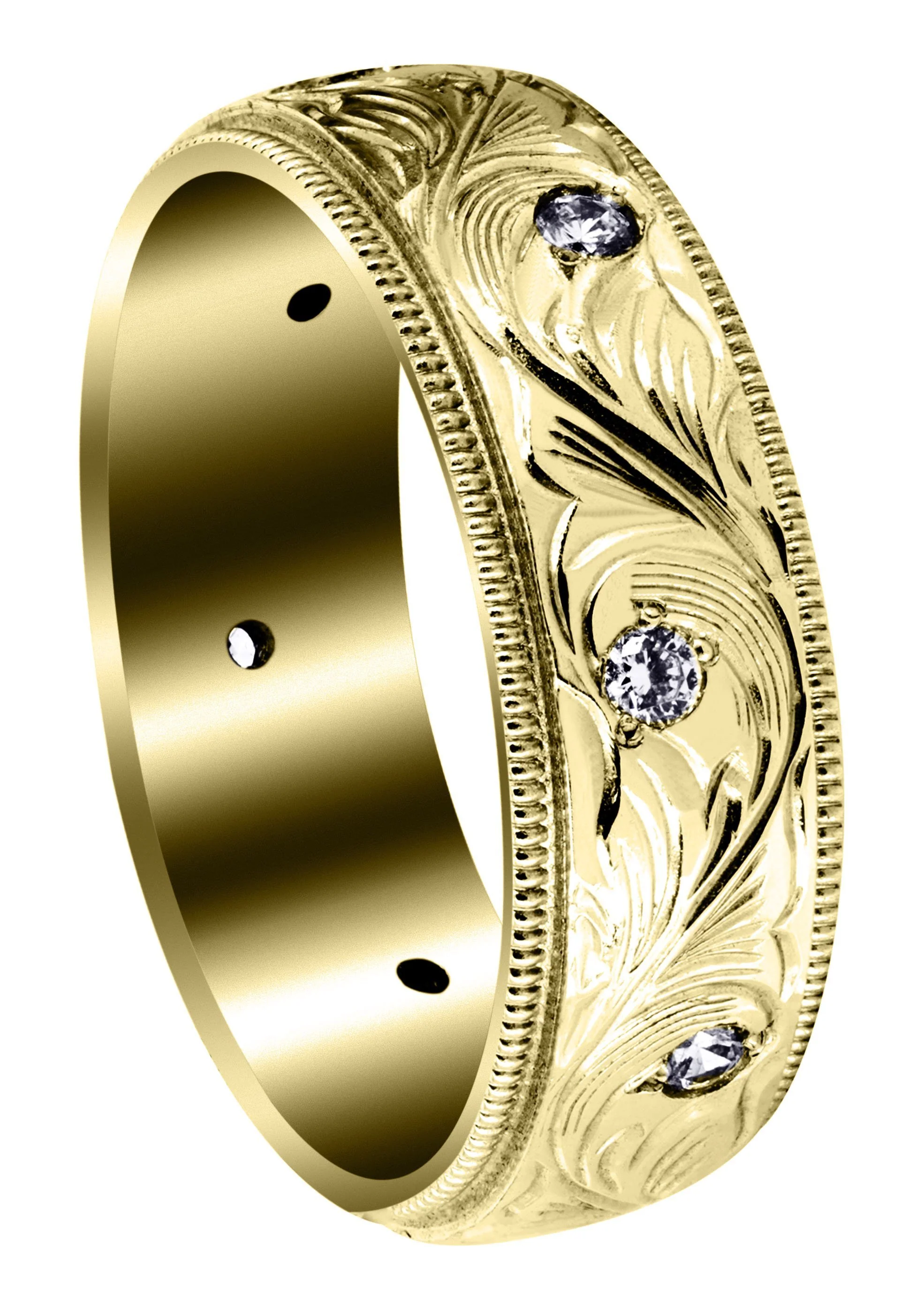 Yellow Gold Diamond Mens Wedding Band | 0.16 Carats | High Polish Finish (Daxton)