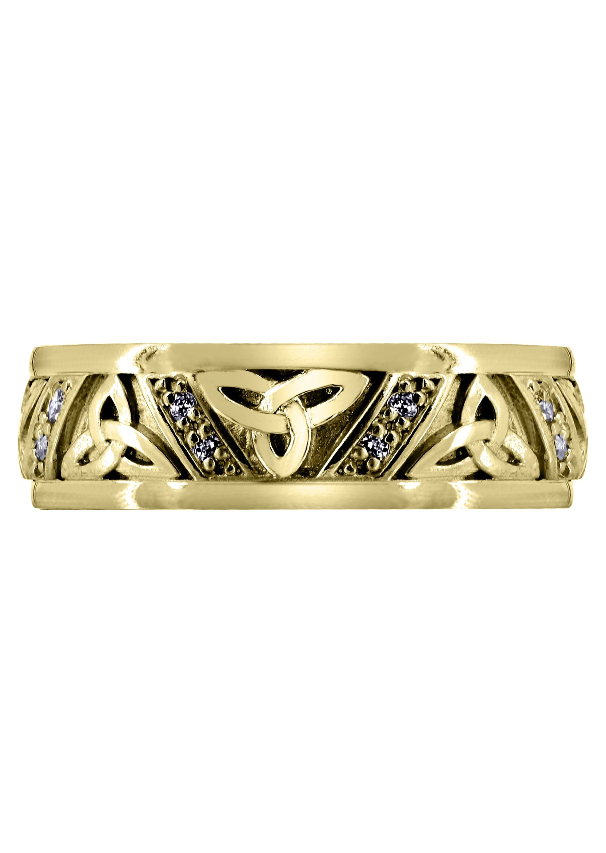 Yellow Gold Diamond Mens Wedding Band | 0.16 Carats | Sand Blast / High Polish Finish (Warren) - Image 2