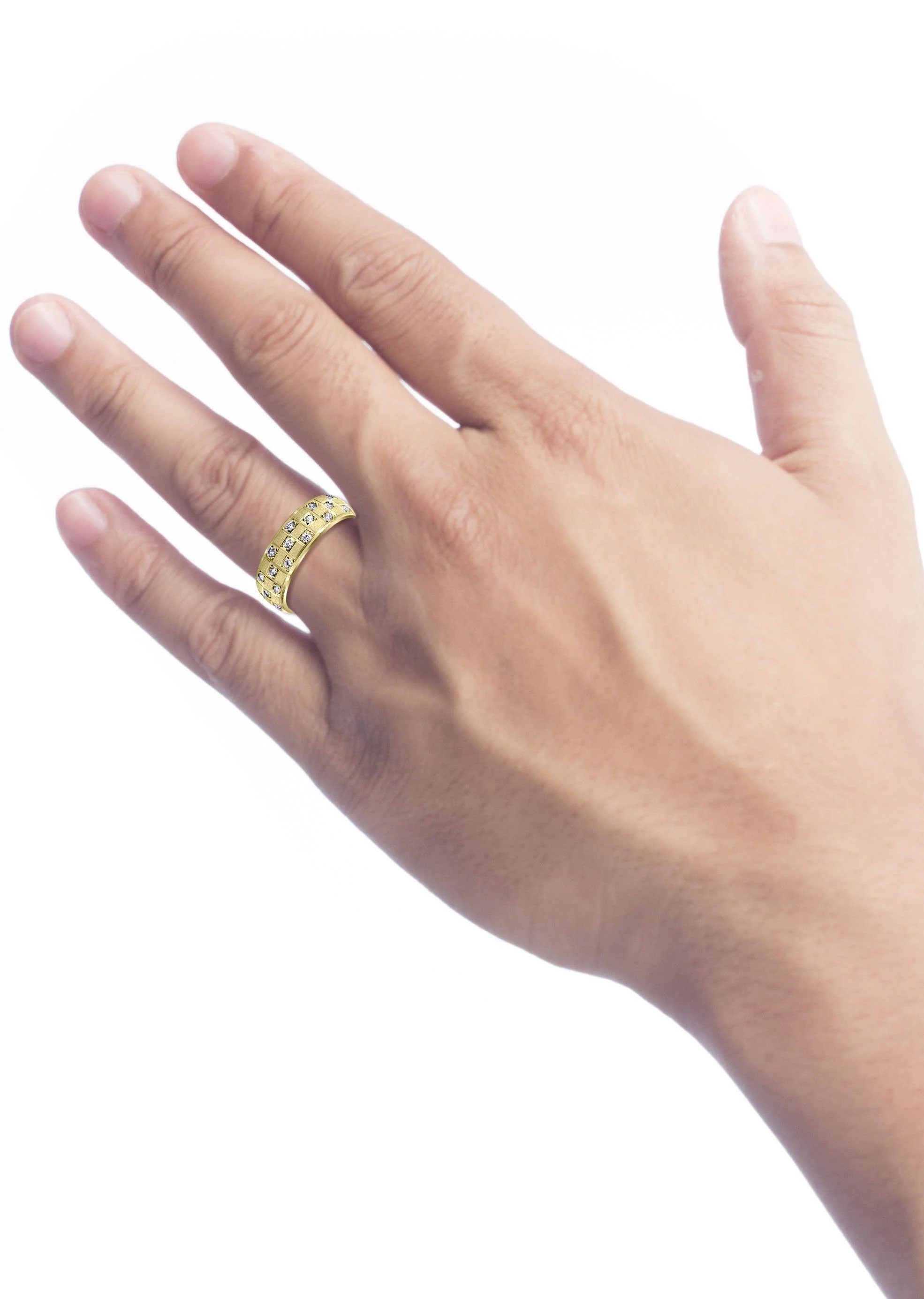 Yellow Gold Diamond Mens Wedding Band | 0.17 Carats | Stone Finish (Prince) - Image 4