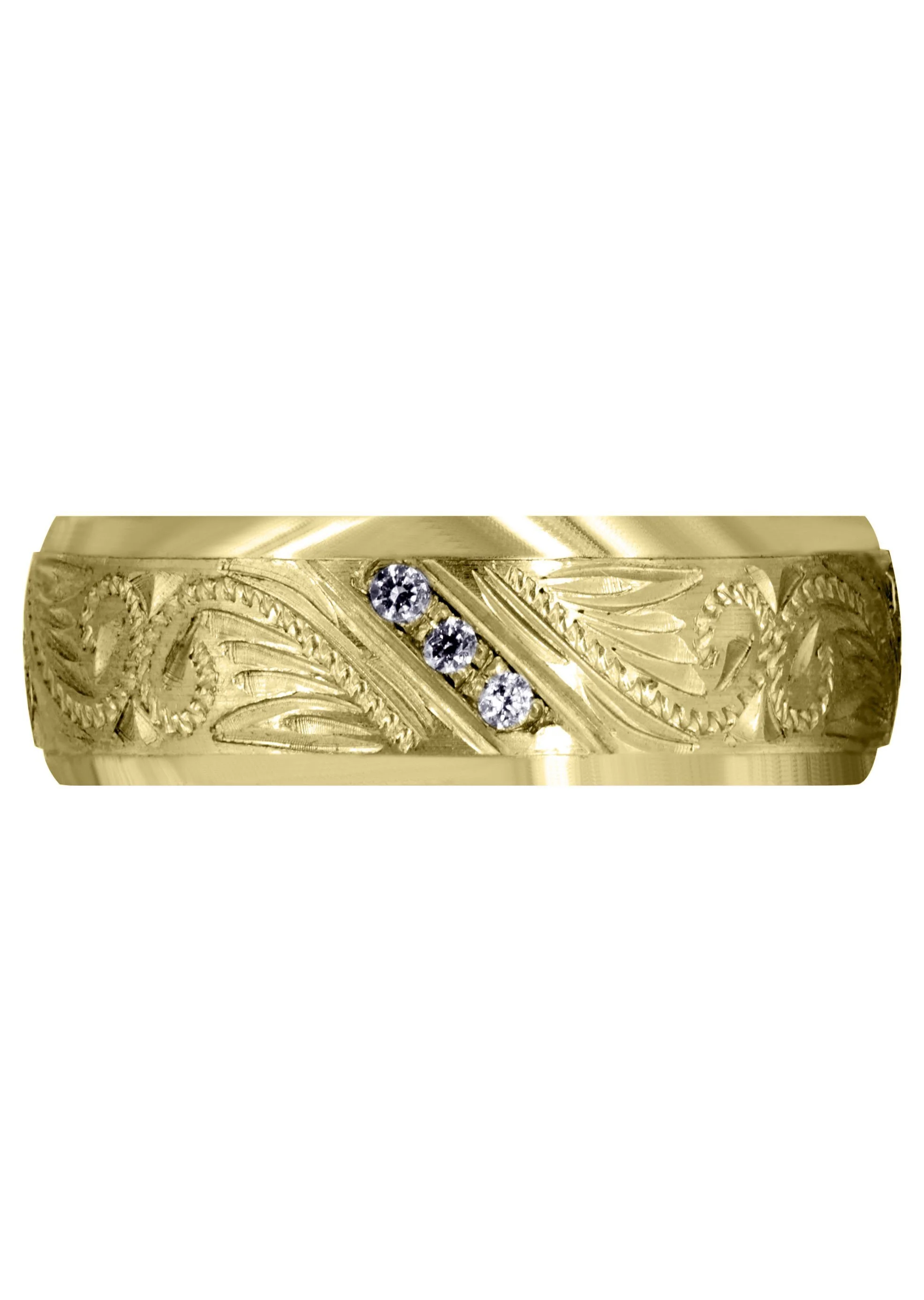 Yellow Gold Diamond Mens Wedding Band | 0.18 Carats | Satin Finish (Kyrie) - Image 2