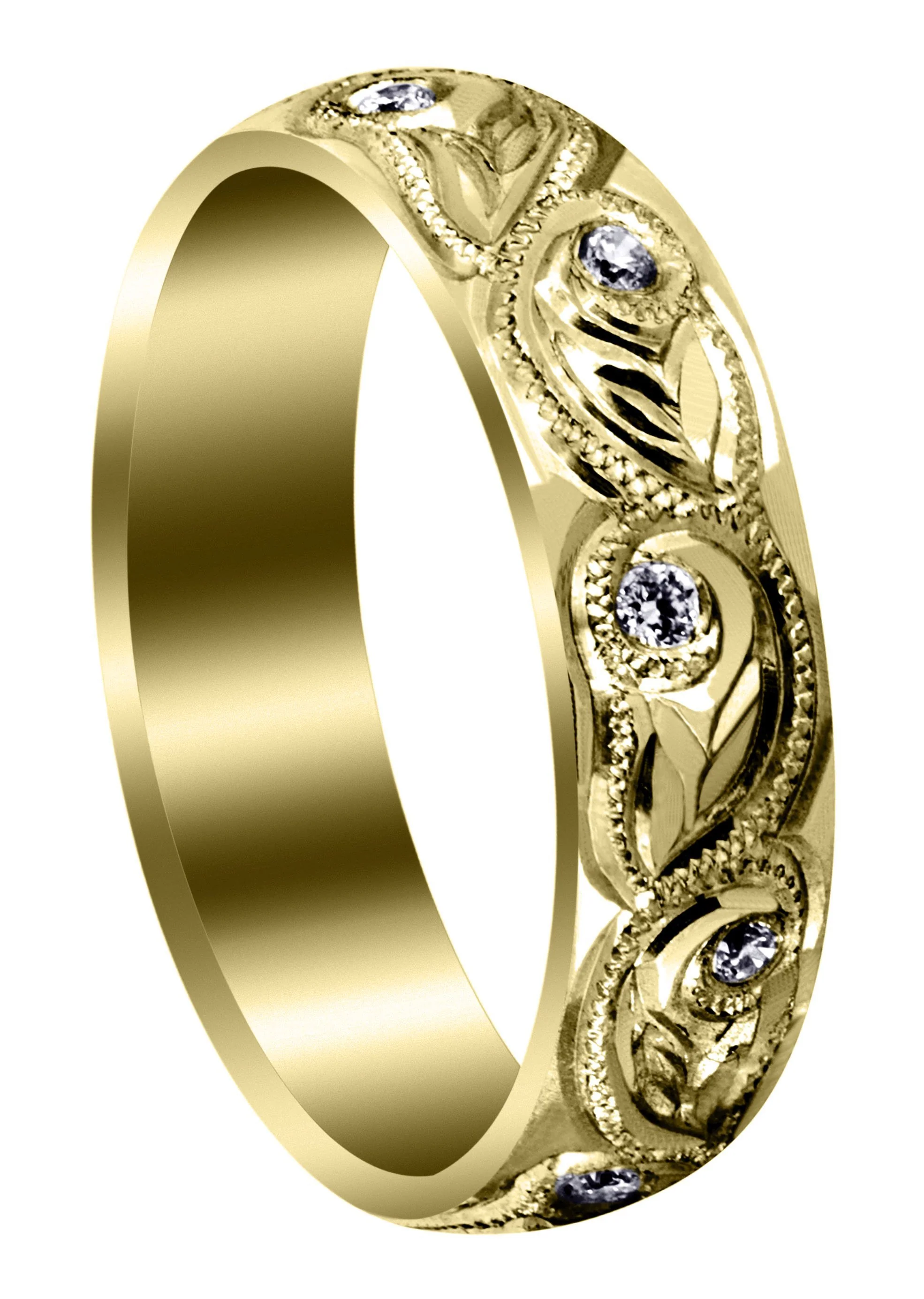 Yellow Gold Diamond Mens Wedding Band | 0.2 Carats | High Polish Finish (Abram)