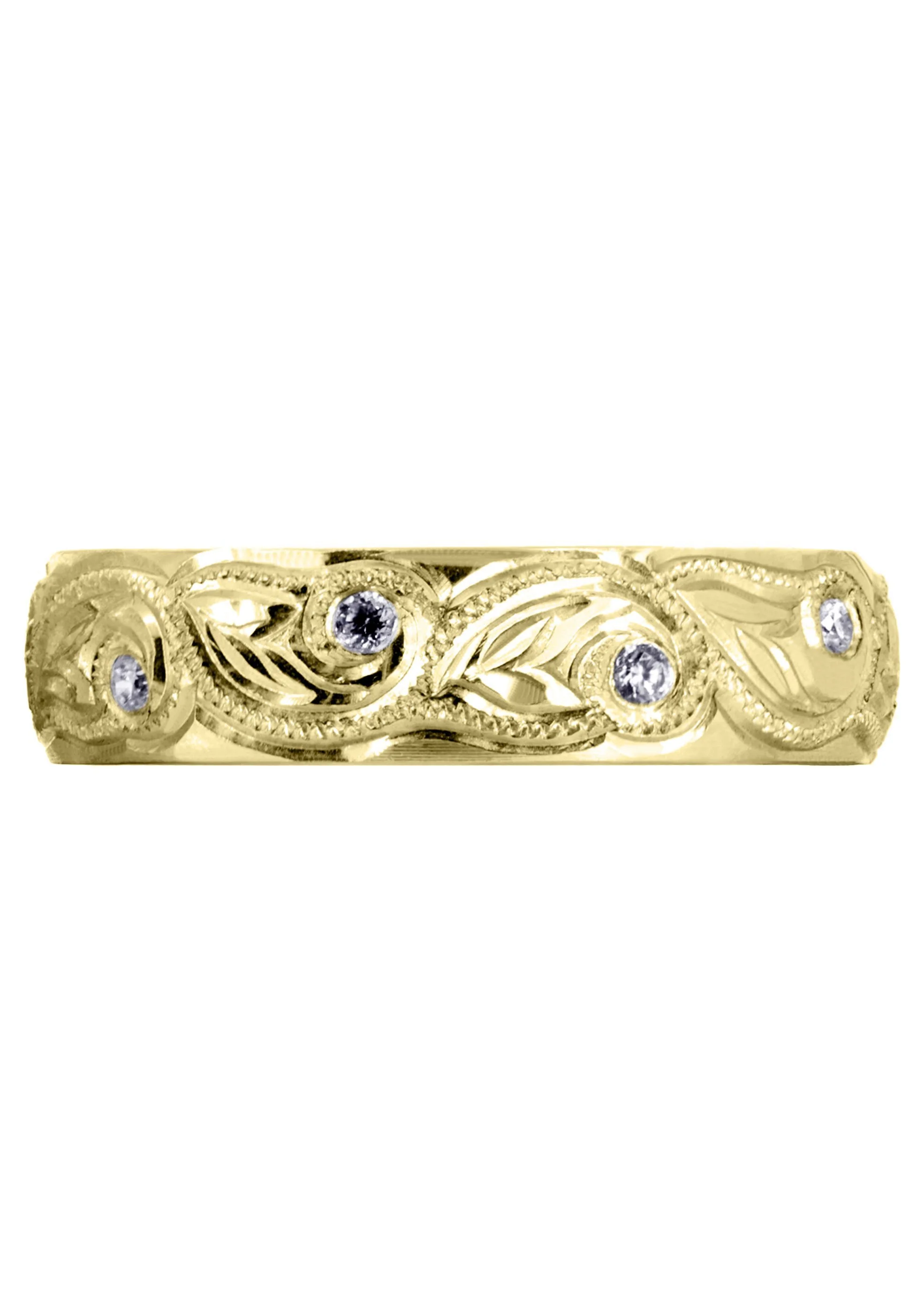 Yellow Gold Diamond Mens Wedding Band | 0.2 Carats | High Polish Finish (Abram) - Image 2