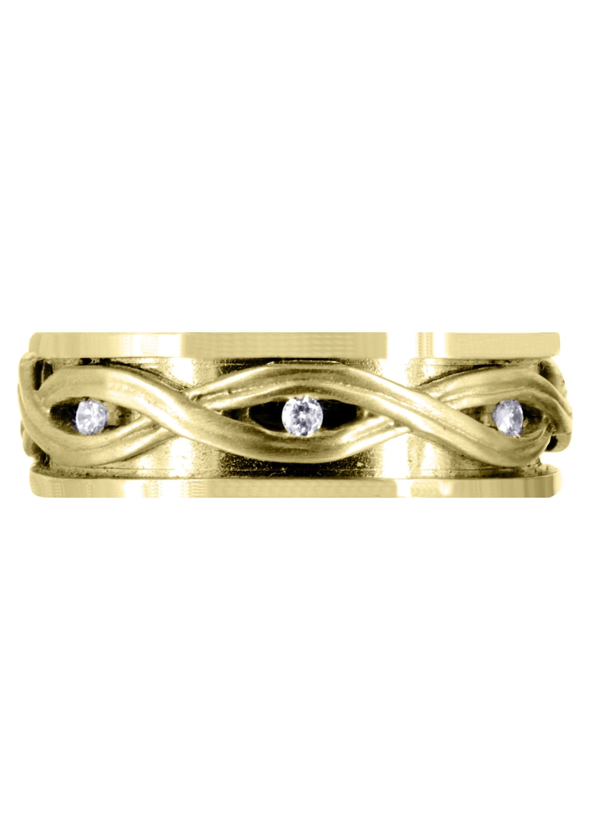 Yellow Gold Diamond Unique Mens Wedding Band | 0.21 Carats | Satin Finish (Dexter) - Image 2