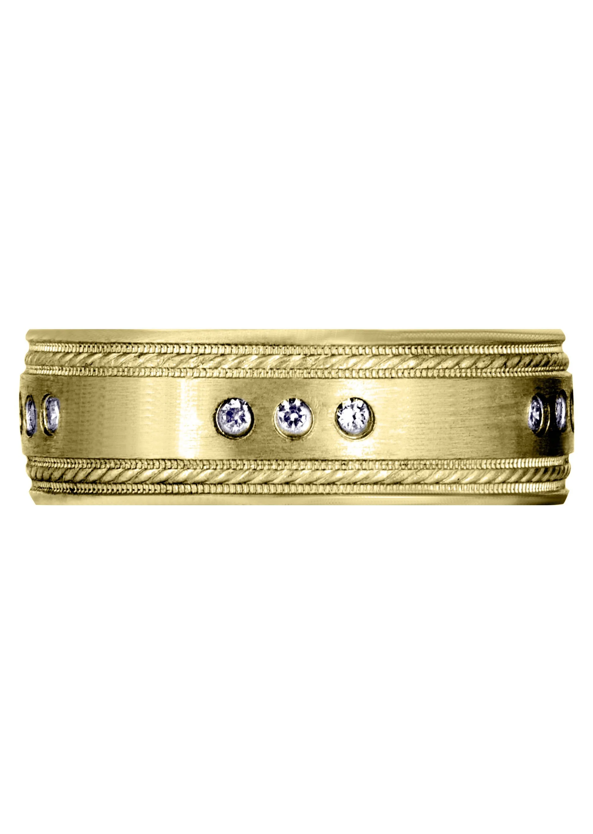 Yellow Gold Diamond Mens Wedding Band | 0.225 Carats | Satin Finish (Jared) - Image 2