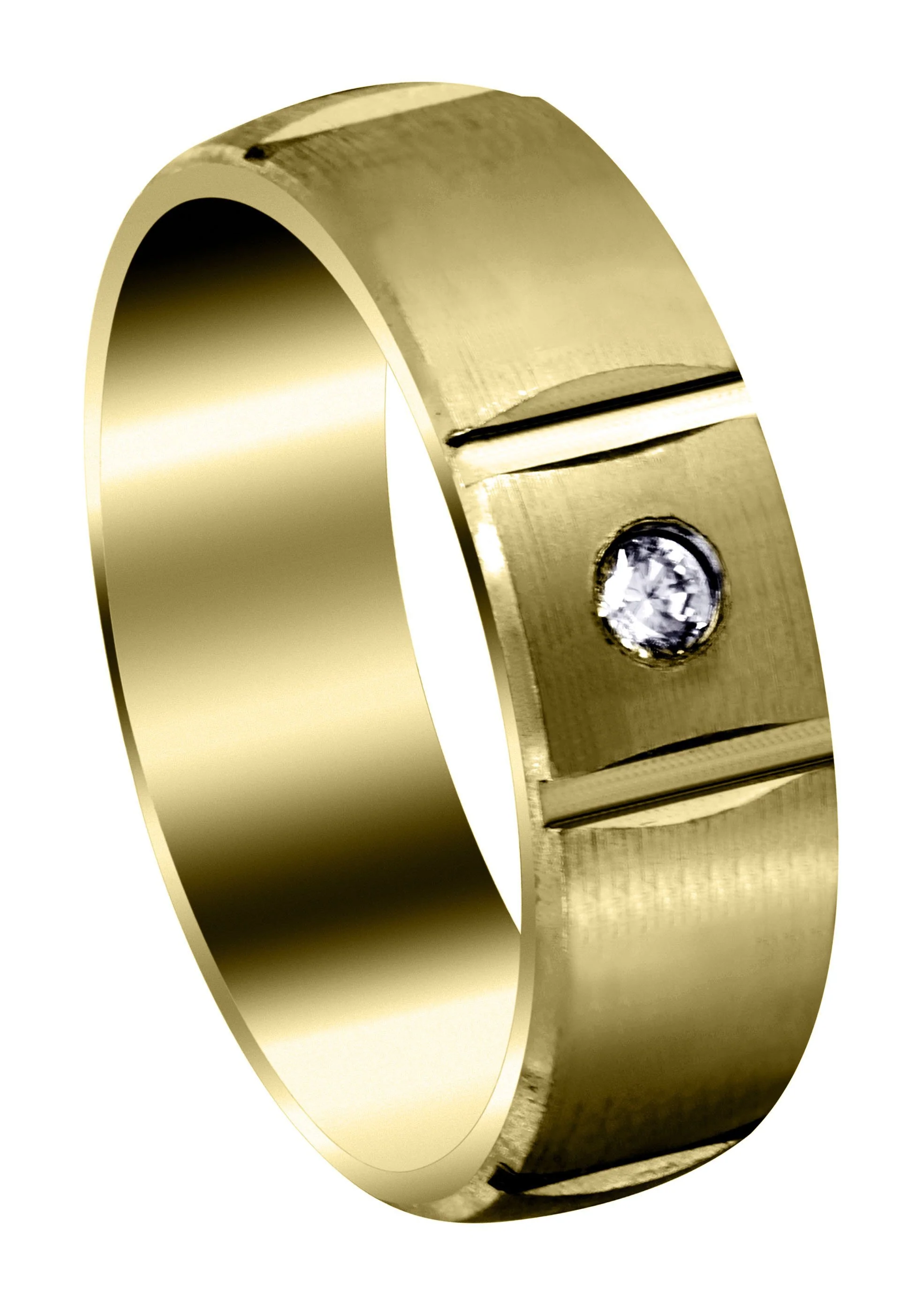 Yellow Gold Diamond Mens Wedding Band | 0.24 Carats | Satin Finish (Grady)