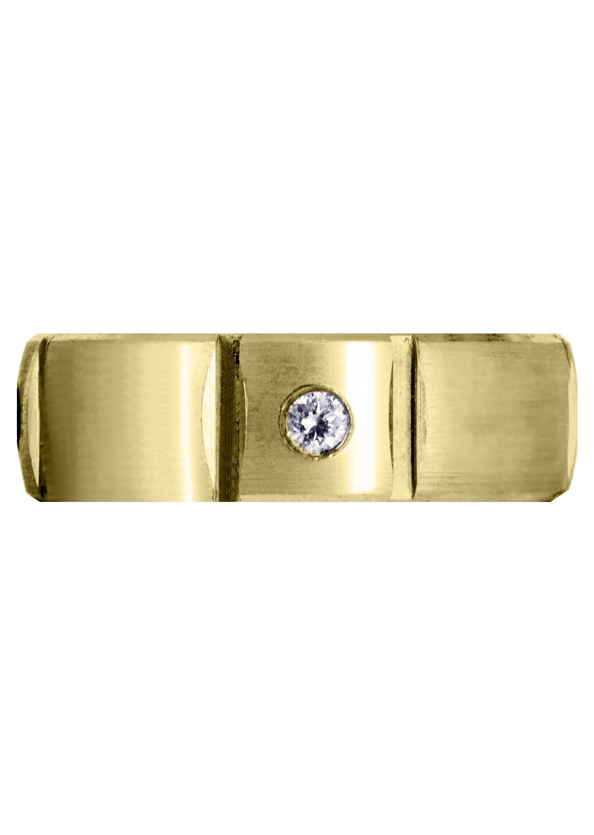 Yellow Gold Diamond Mens Wedding Band | 0.24 Carats | Satin Finish (Grady) - Image 2