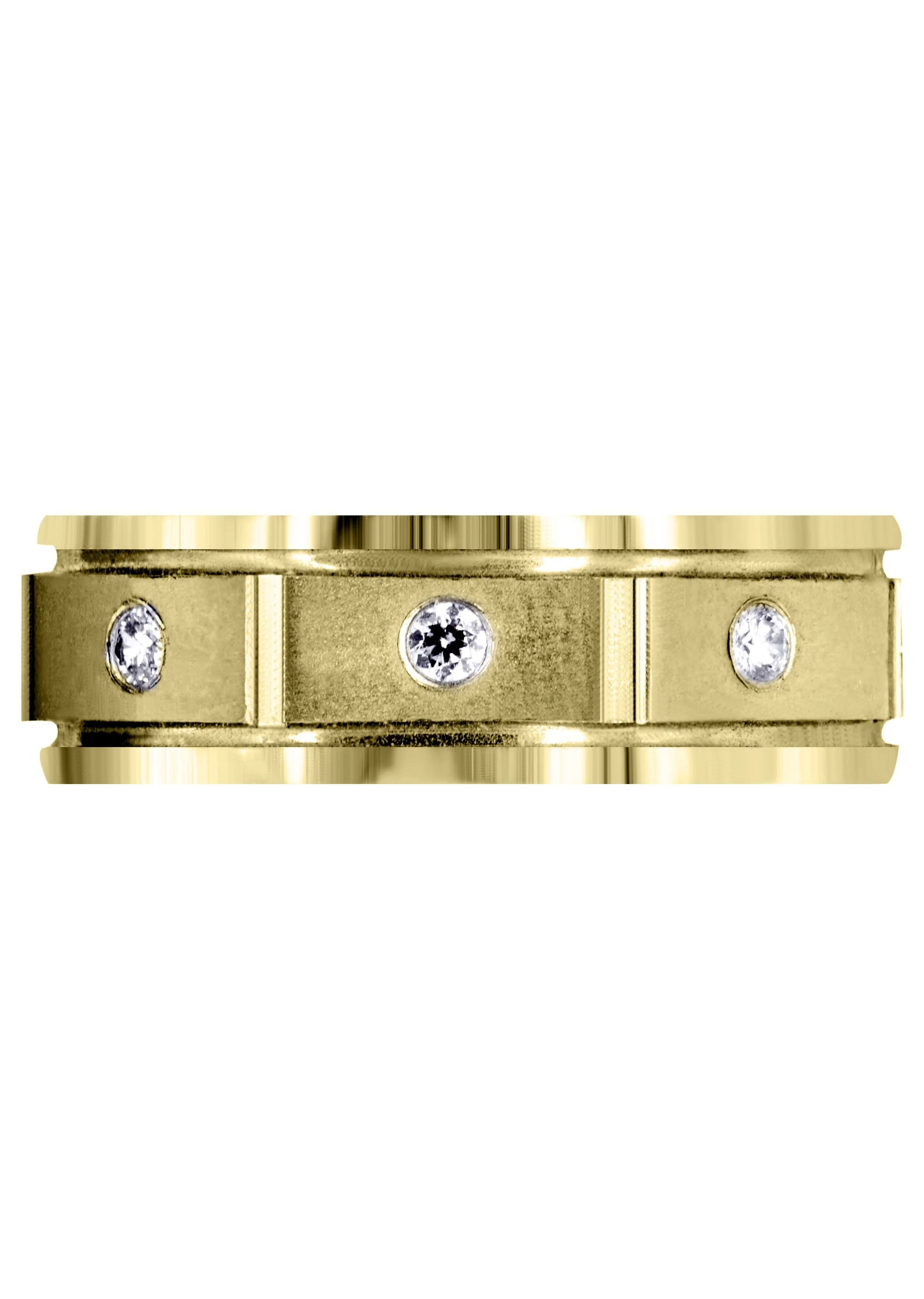 Yellow Gold Diamond Mens Wedding Band | 0.24 Carats | Satin Finish (Alexis) - Image 2
