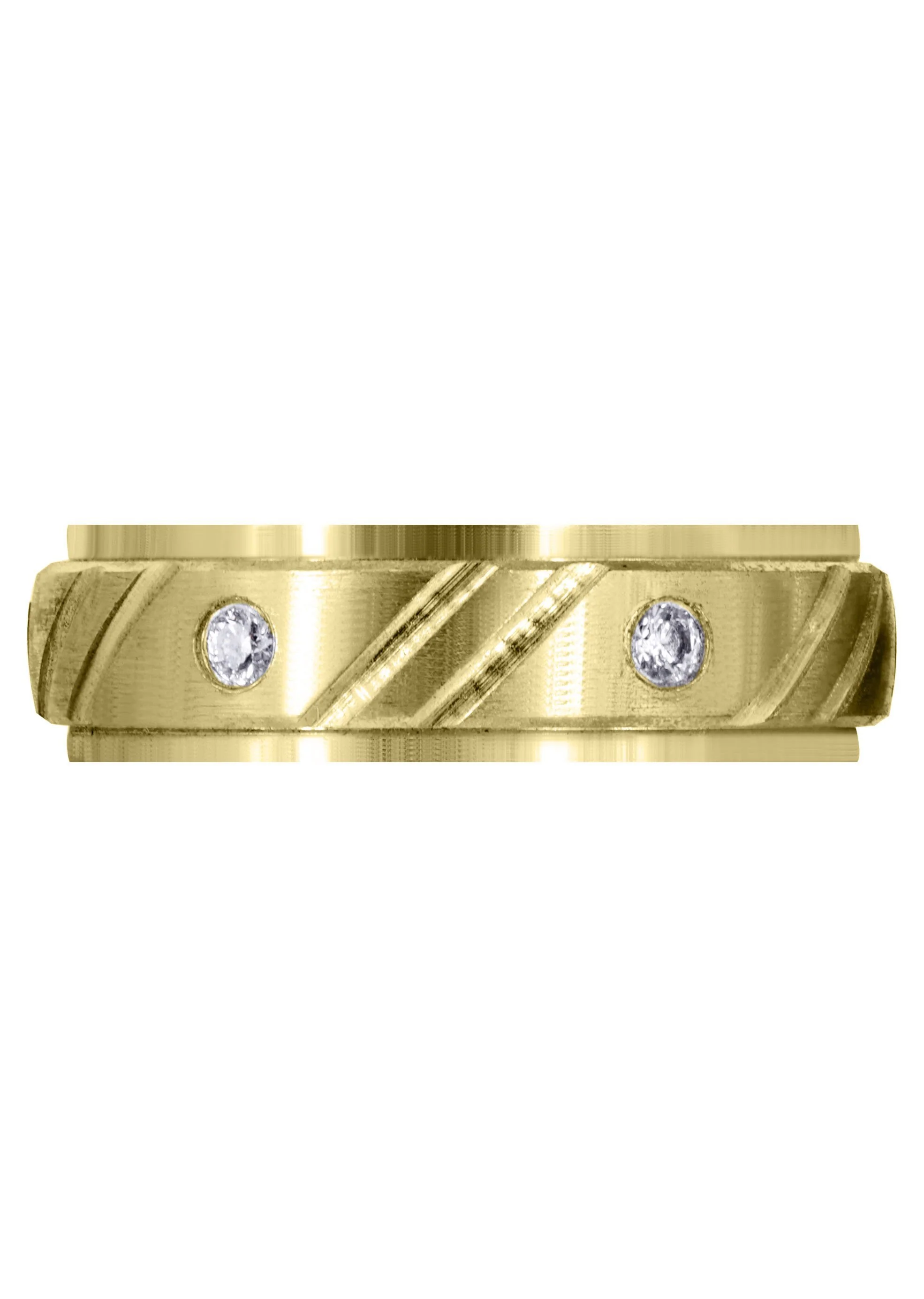 Yellow Gold Diamond Mens Wedding Band | 0.24 Carats | Satin Finish (Louis) - Image 2