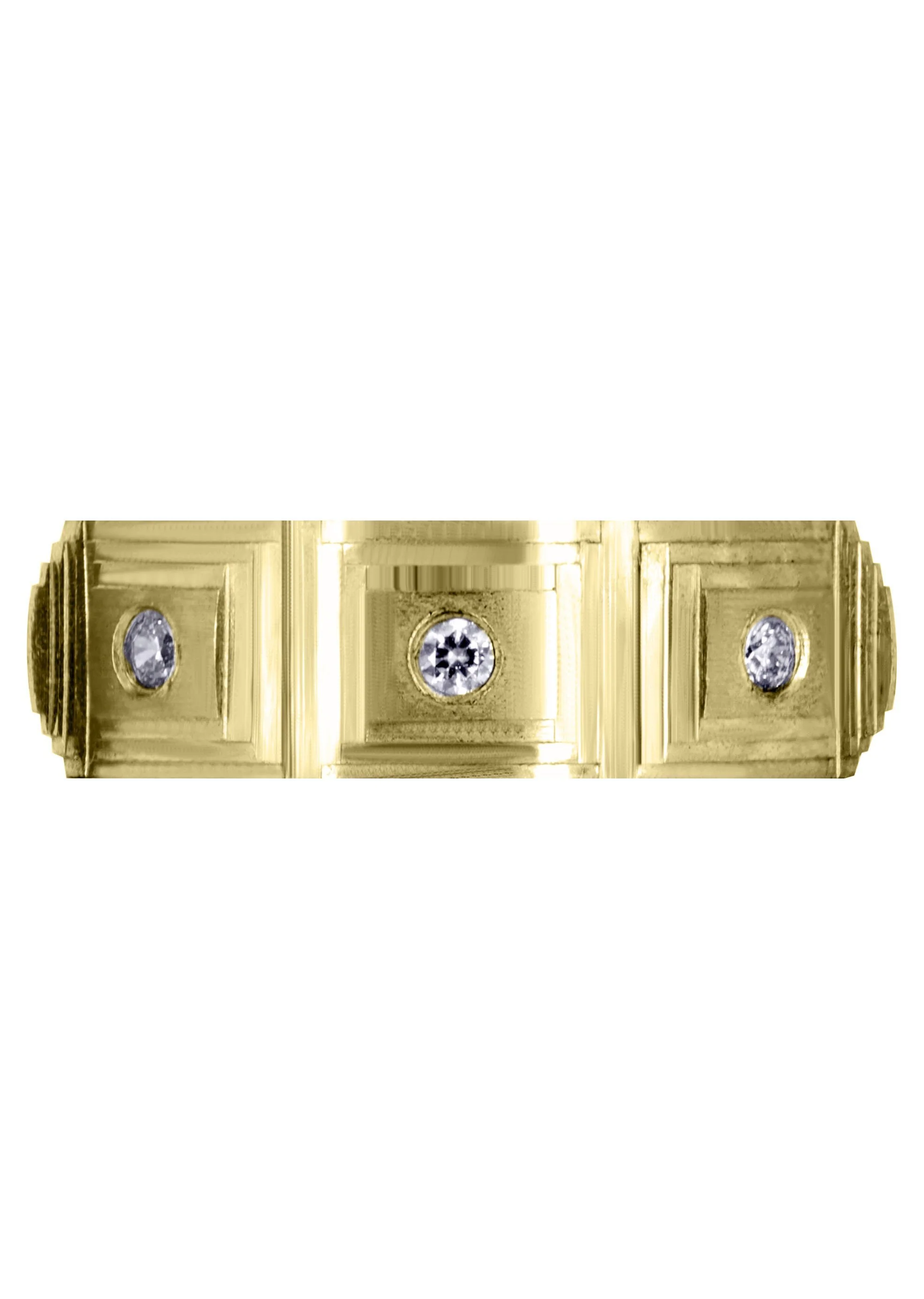 Yellow Gold Diamond Mens Wedding Band | 0.24 Carats | Wire Matt Finish (Angelo) - Image 2