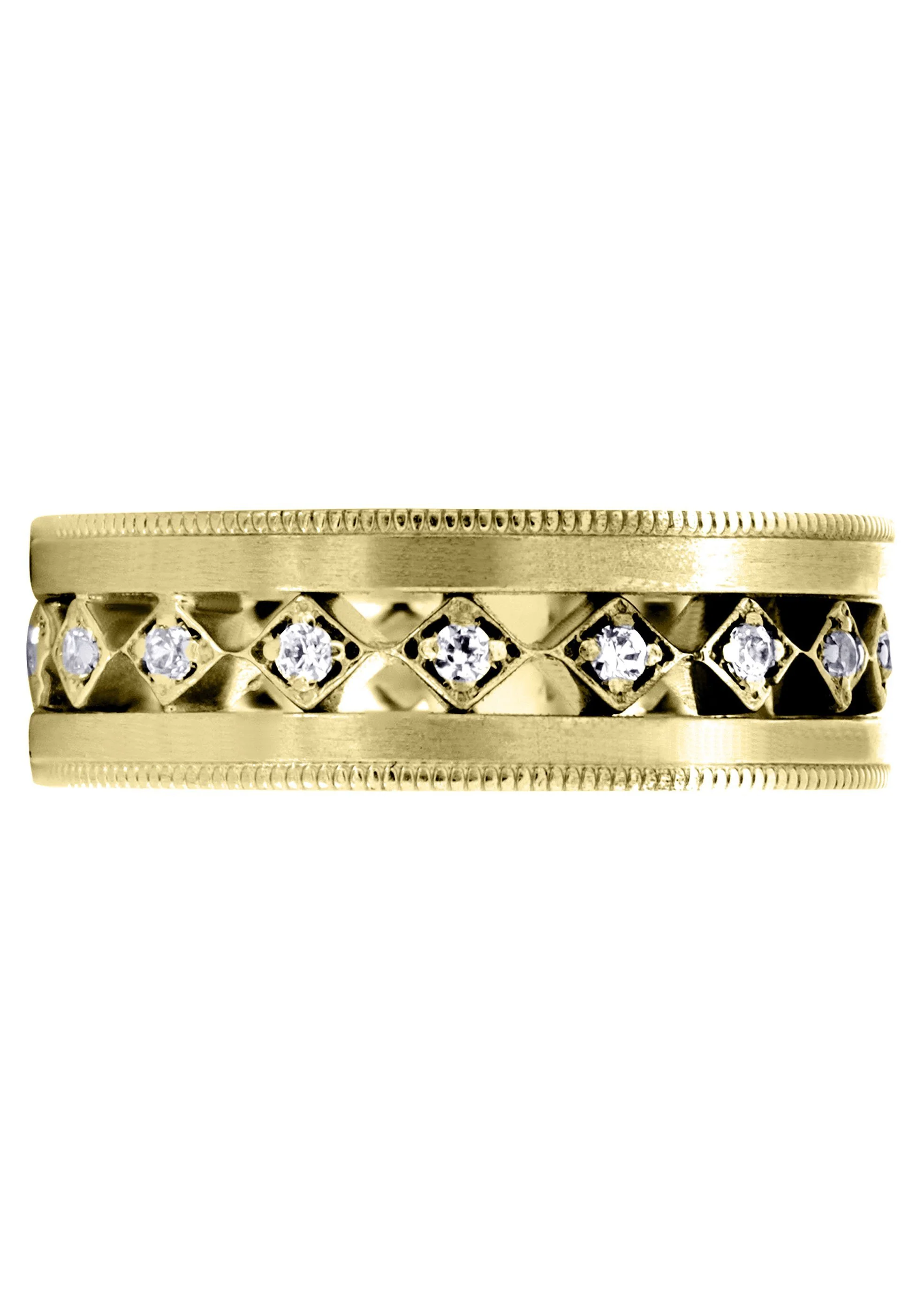 Yellow Gold Diamond Mens Wedding Band | 0.25 Carats | Satin Finish (Jayson) - Image 2