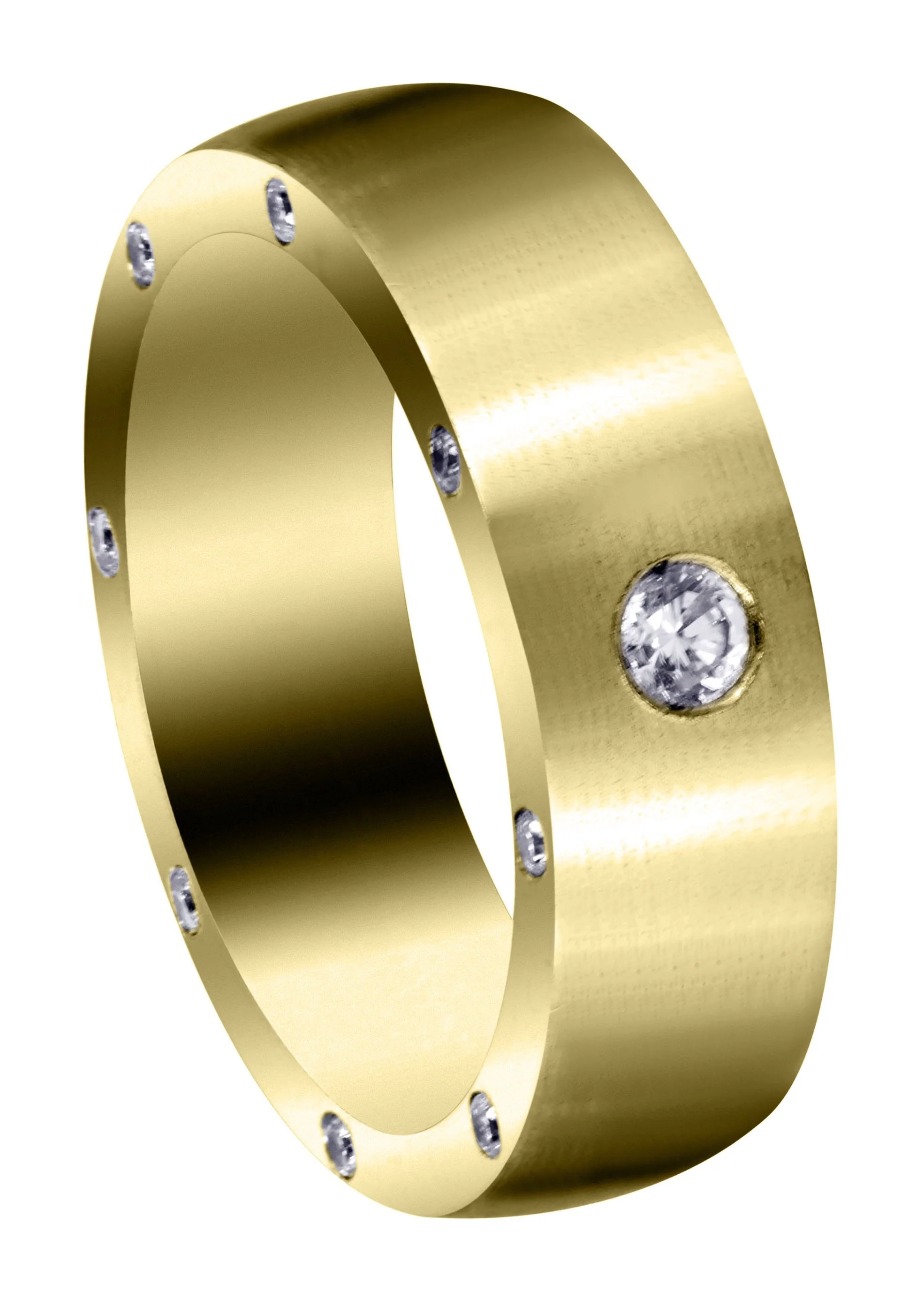 Yellow Gold Diamond Mens Wedding Band | 0.26 Carats | Satin Finish (Trenton)