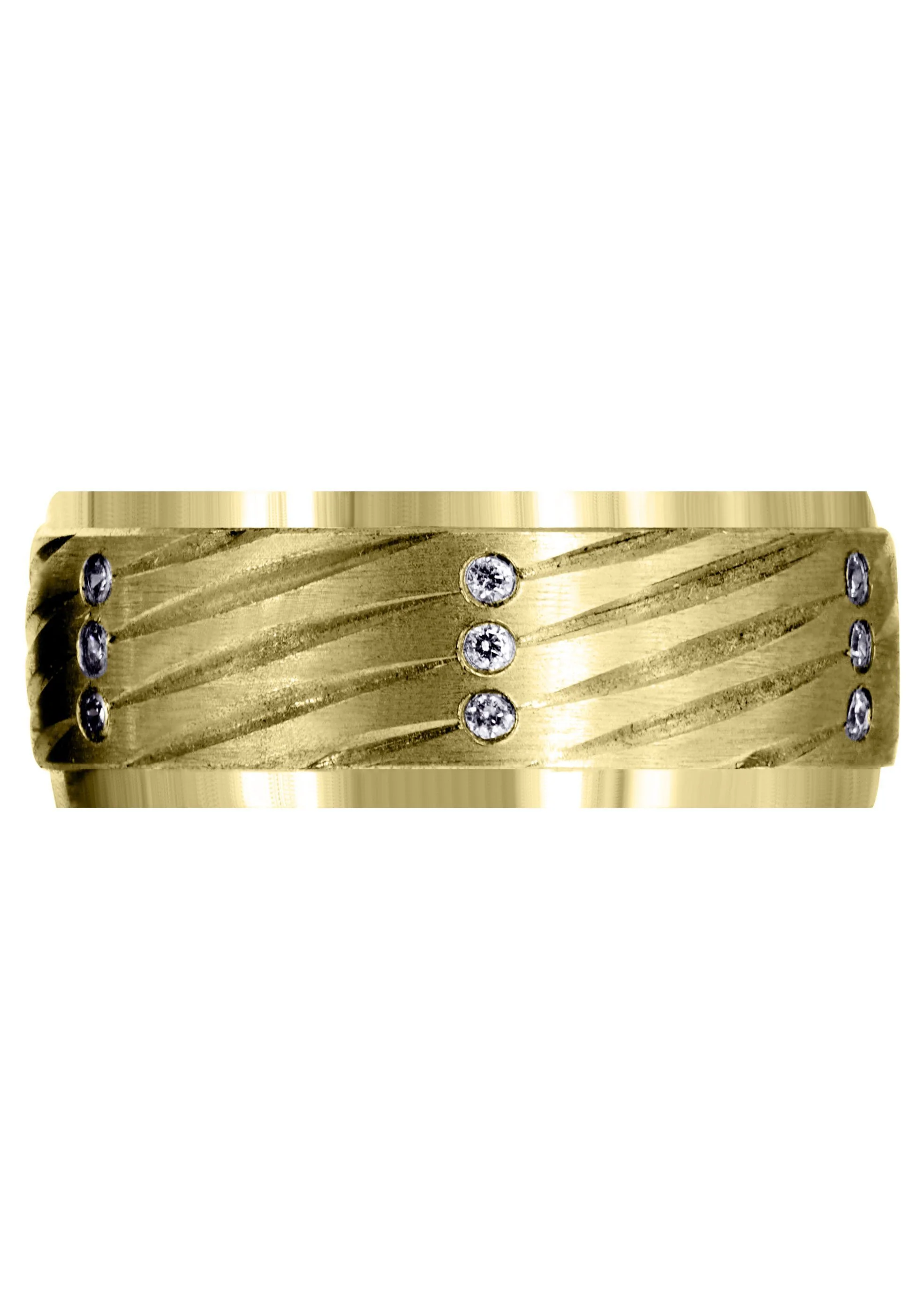 Yellow Gold Diamond Mens Wedding Band | 0.27 Carats | Satin Finish (Dante) - Image 2
