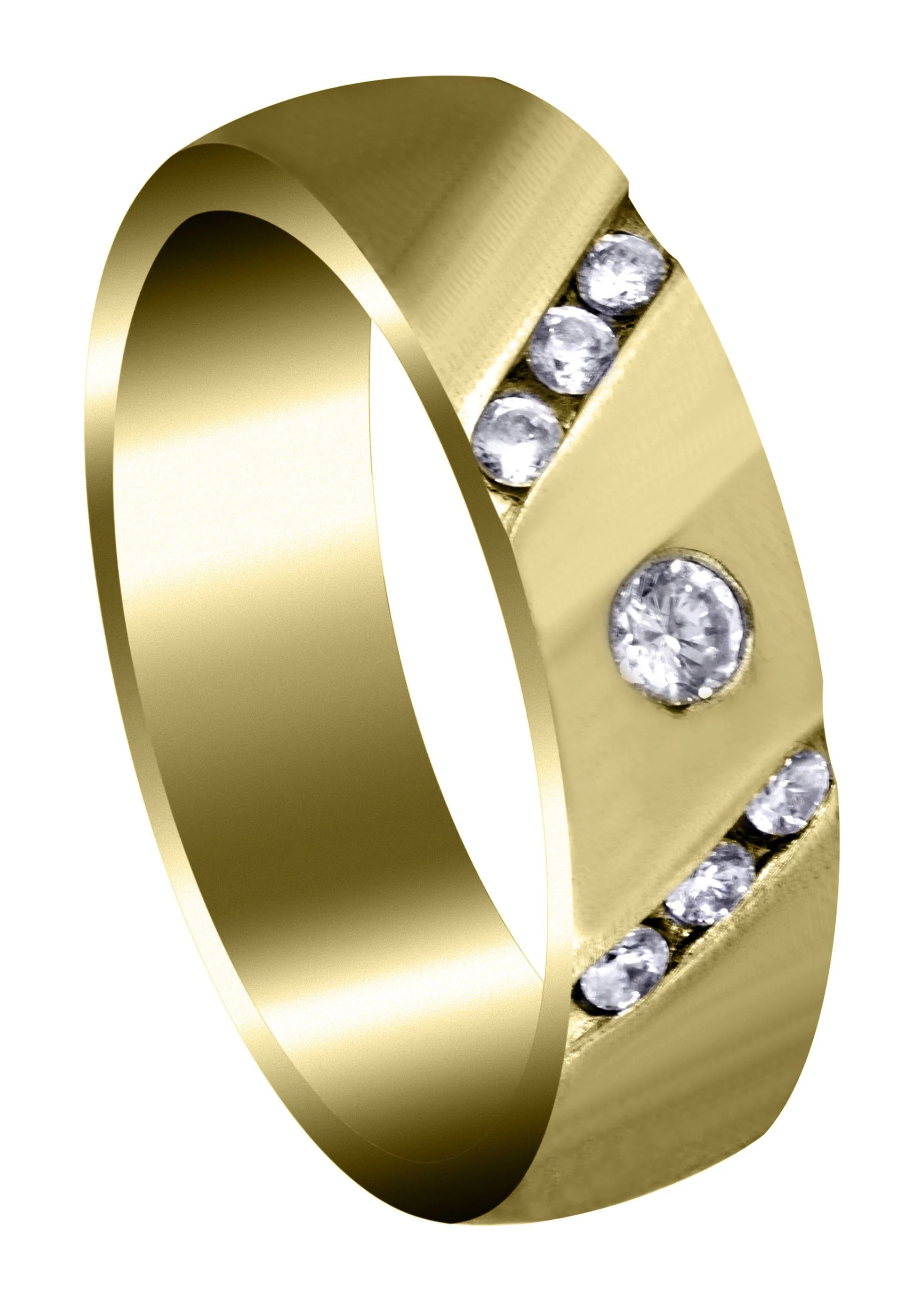 Yellow Gold Diamond Mens Wedding Band | 0.28 Carats | Satin Finish (Seth)
