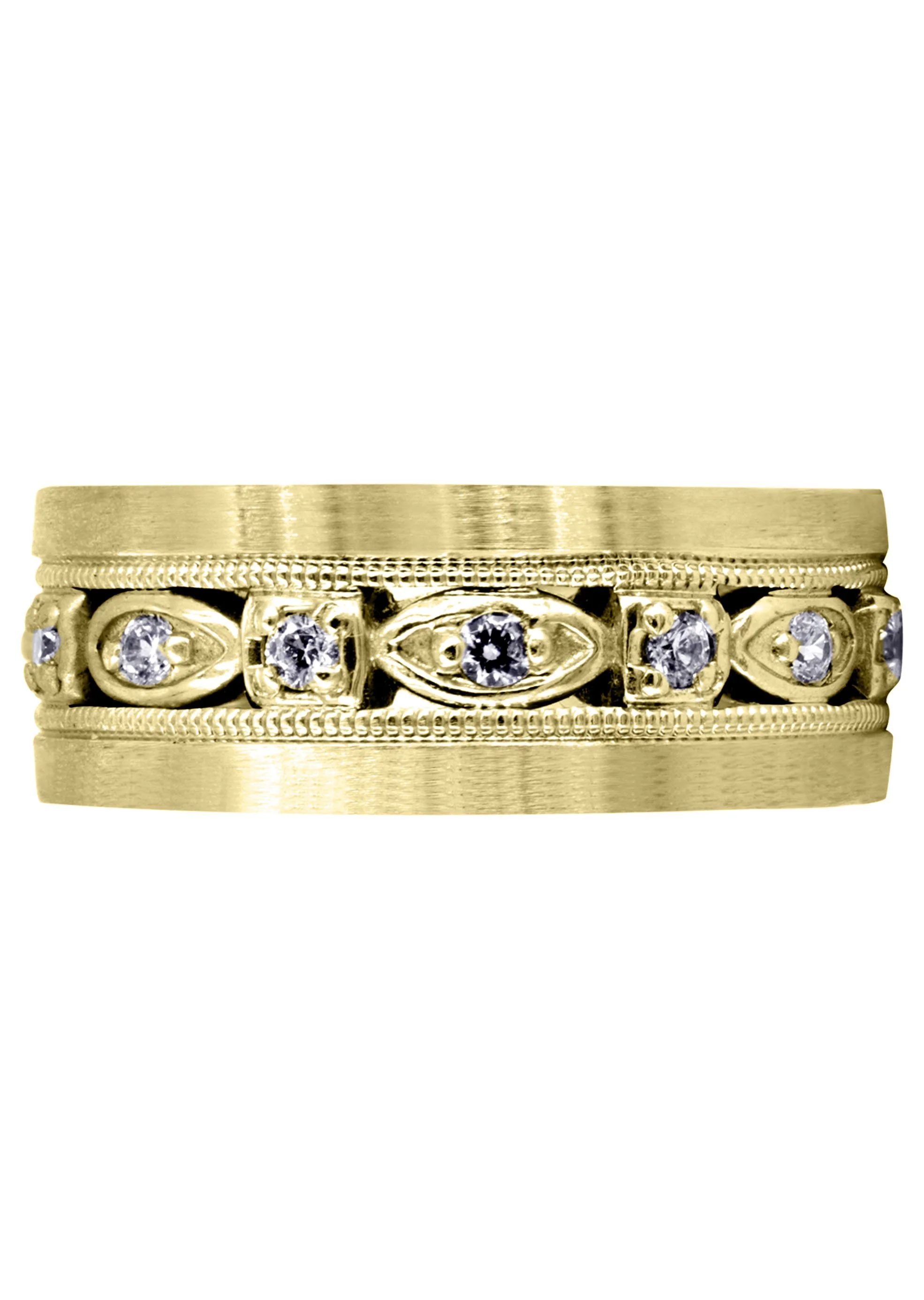Yellow Gold Diamond Mens Wedding Band | 0.28 Carats | Satin Finish (Marcos) - Image 2