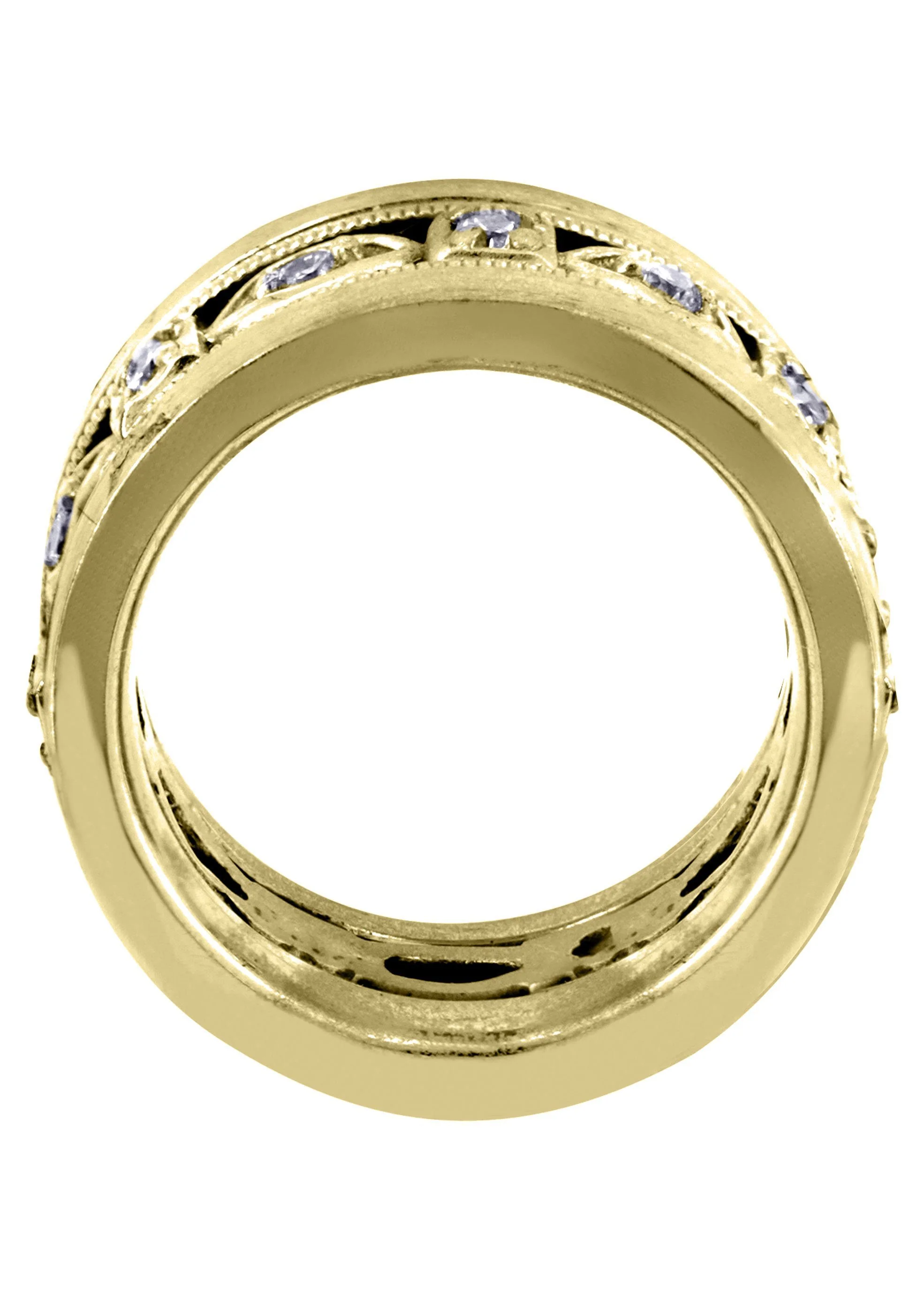 Yellow Gold Diamond Mens Wedding Band | 0.28 Carats | Satin Finish (Marcos) - Image 3