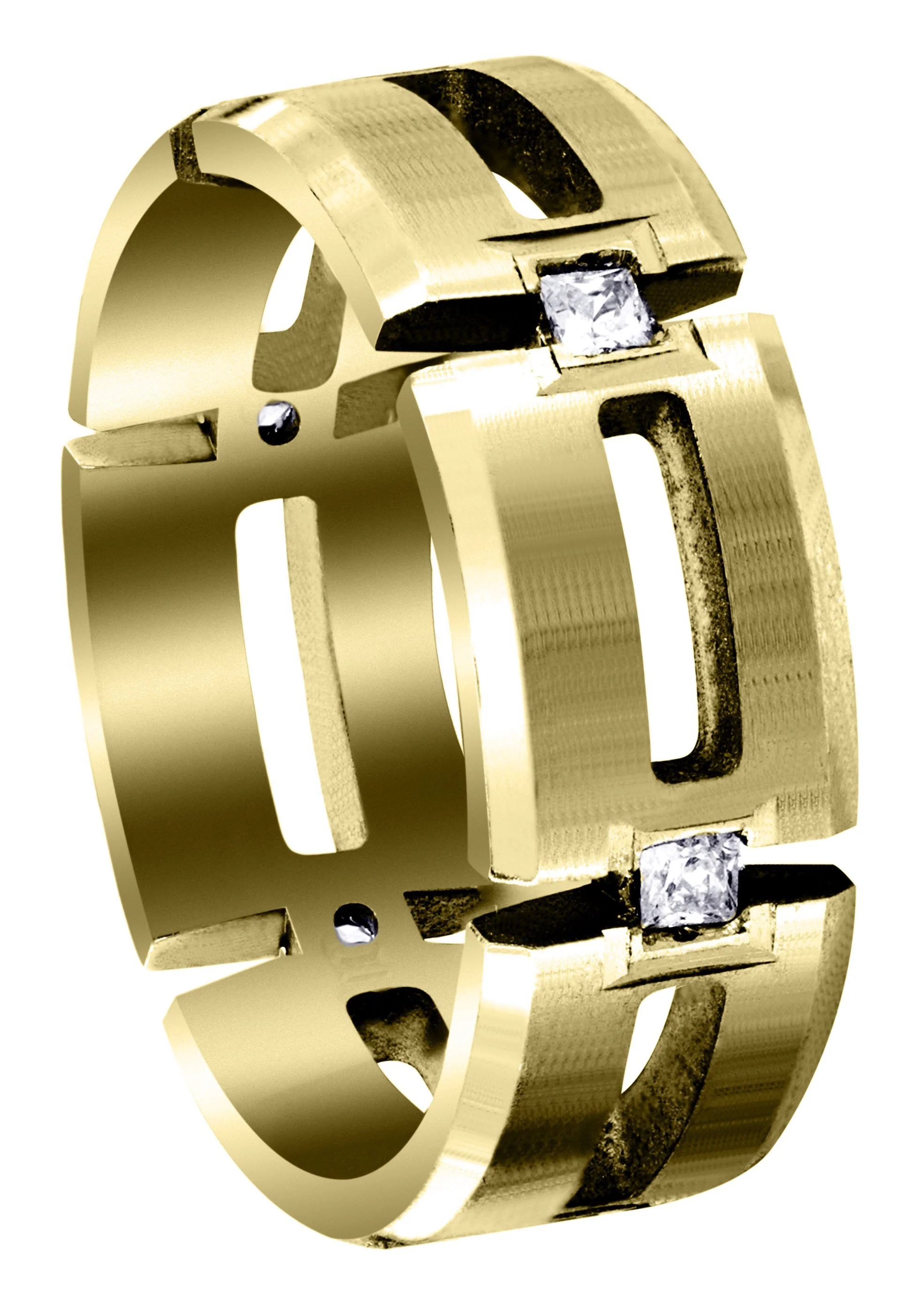 Yellow Gold Diamond Mens Wedding Band | 0.3 Carats | Satin Finish (Skyler)