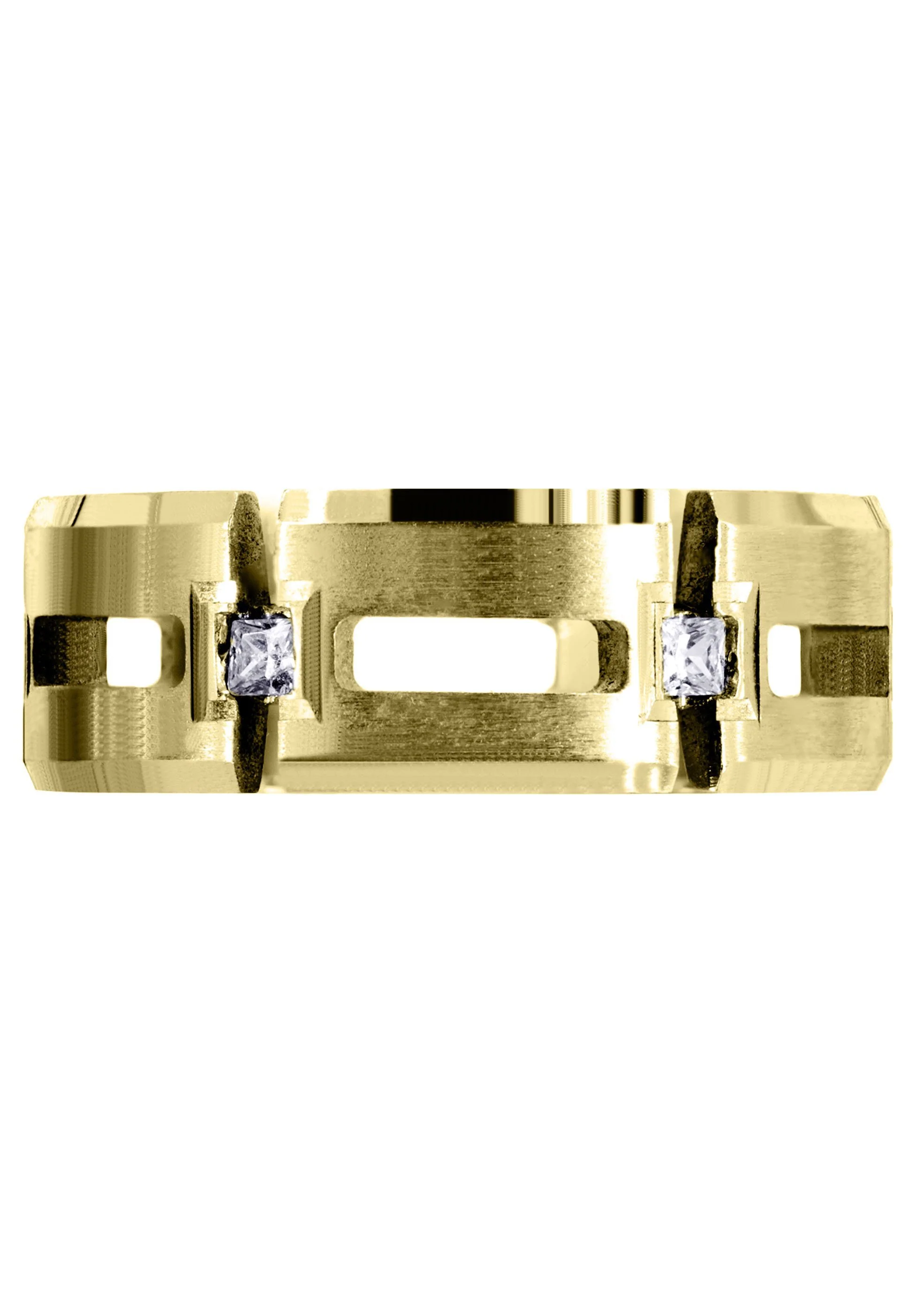 Yellow Gold Diamond Mens Wedding Band | 0.3 Carats | Satin Finish (Skyler) - Image 2