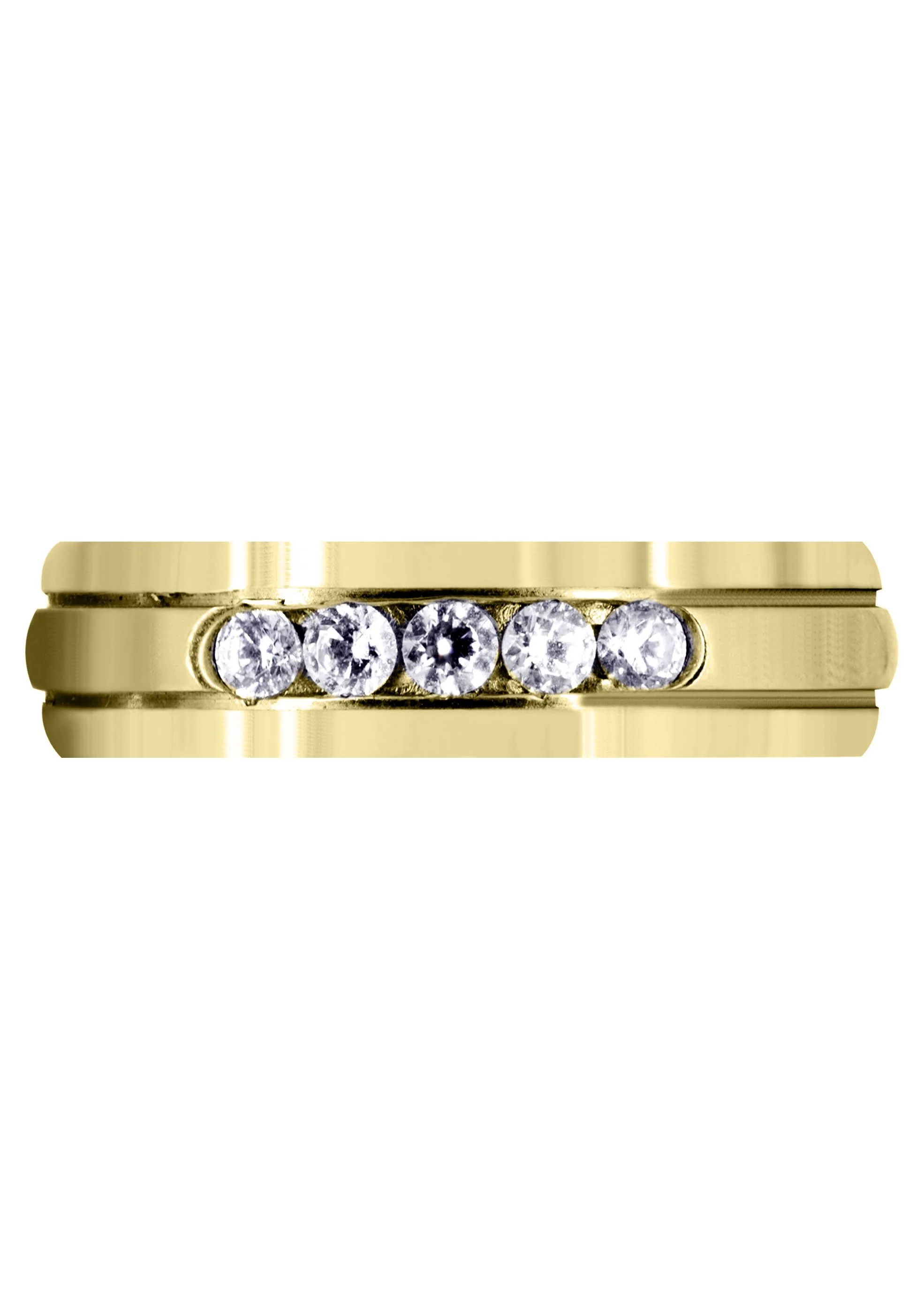 Yellow Gold Diamond Mens Wedding Band | 0.35 Carats | Satin Finish (Gunnar) - Image 2