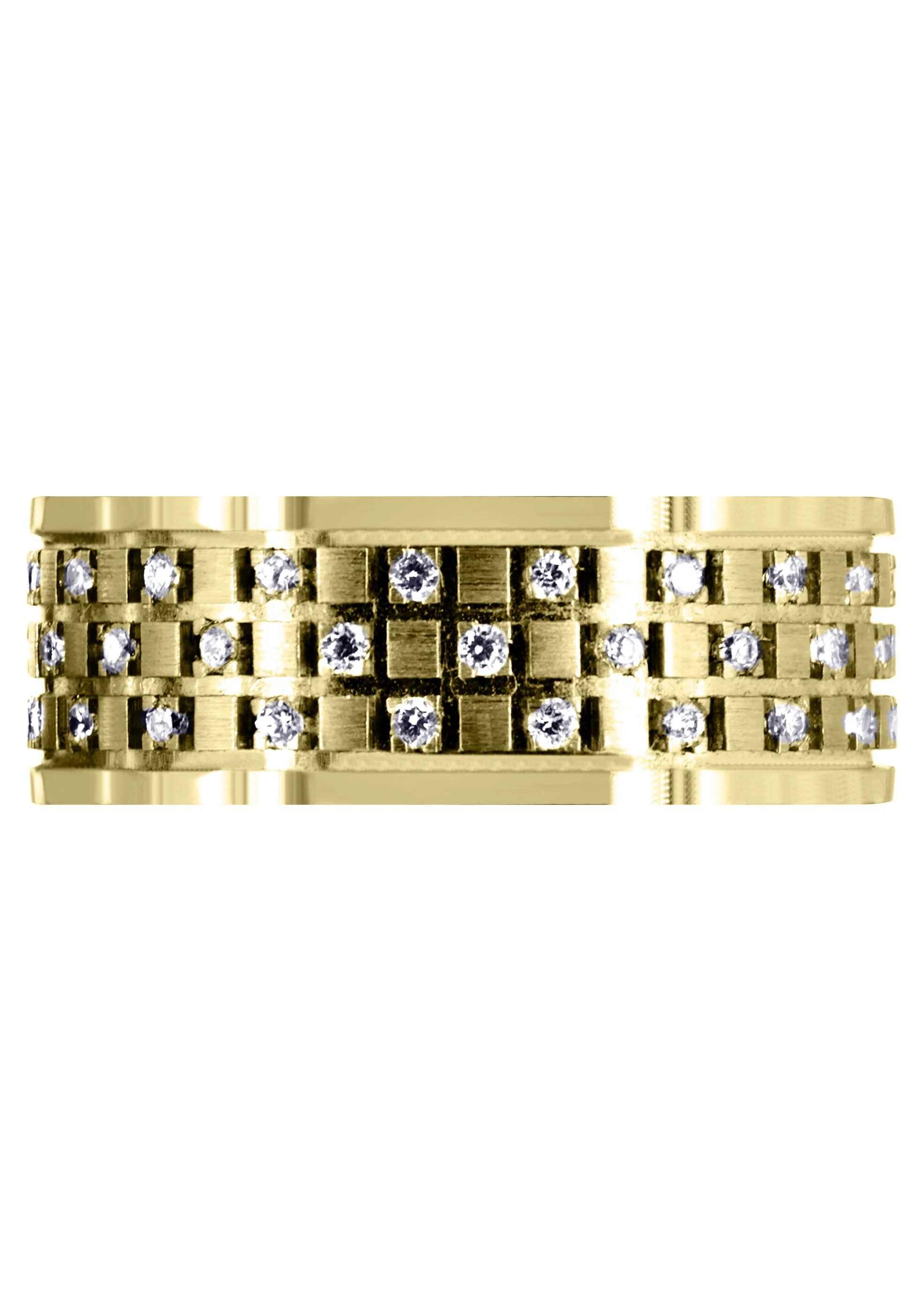 Yellow Gold Diamond Unique Mens Wedding Band | 0.38 Carats | Satin Finish (Muhammad) - Image 2