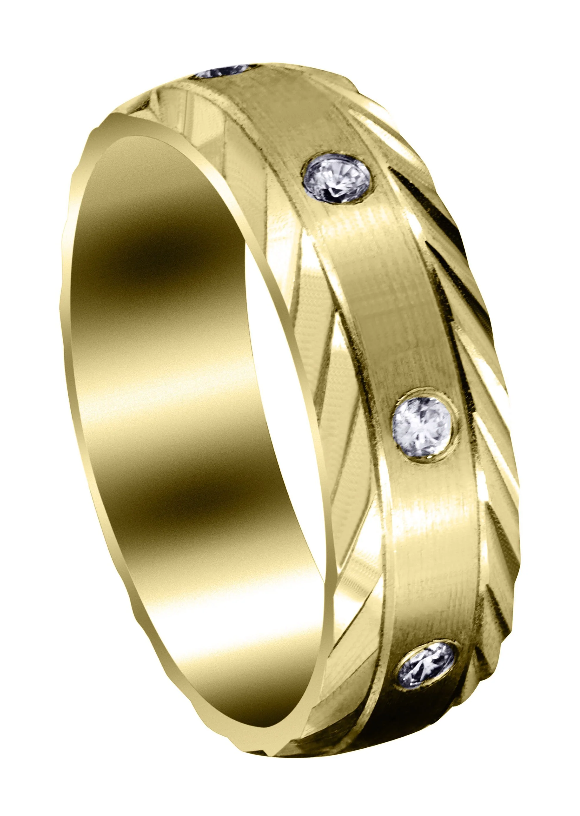 Yellow Gold Diamond Mens Wedding Band | 0.4 Carats | Satin Finish (Edgar)