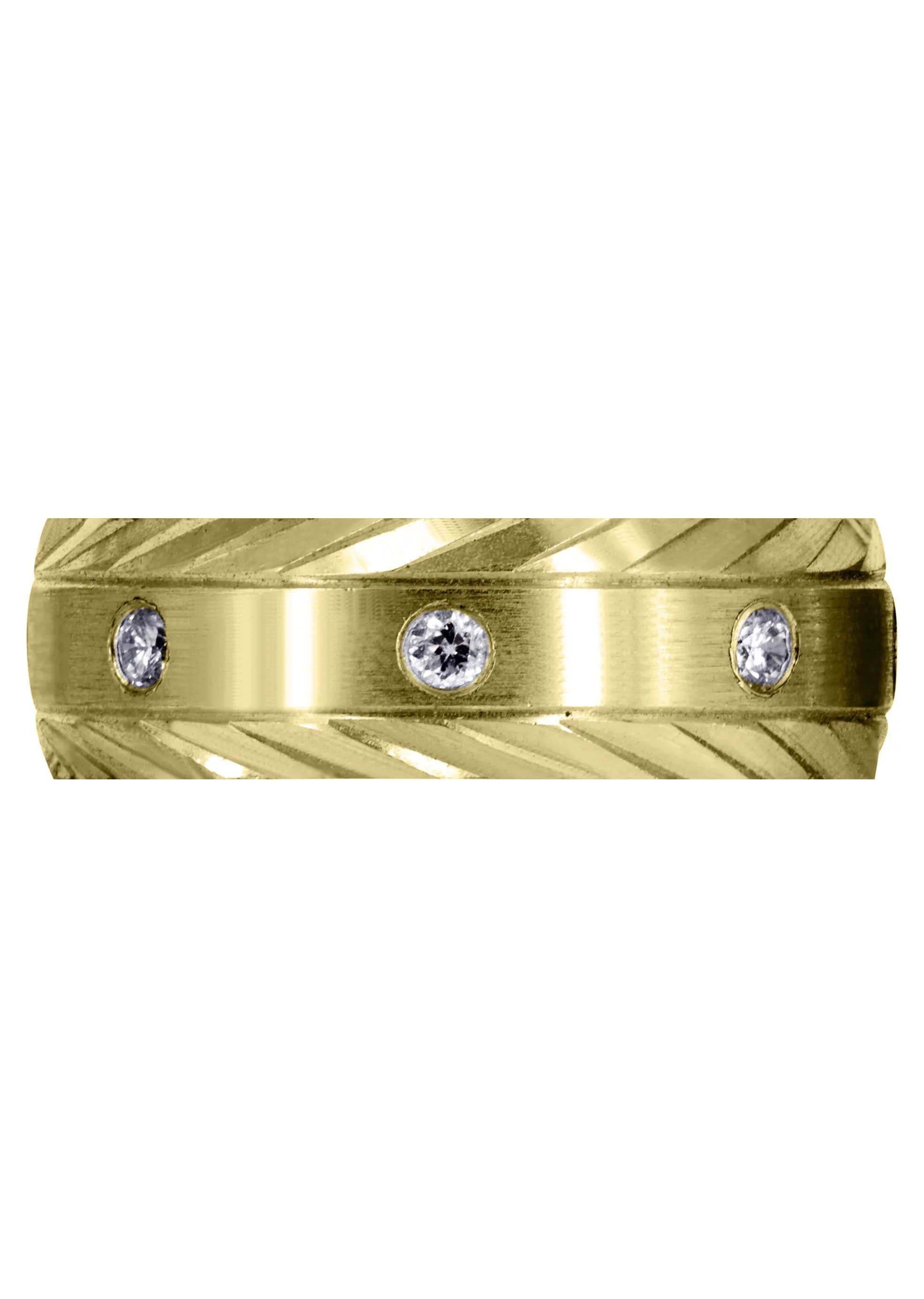 Yellow Gold Diamond Mens Wedding Band | 0.4 Carats | Satin Finish (Edgar) - Image 2