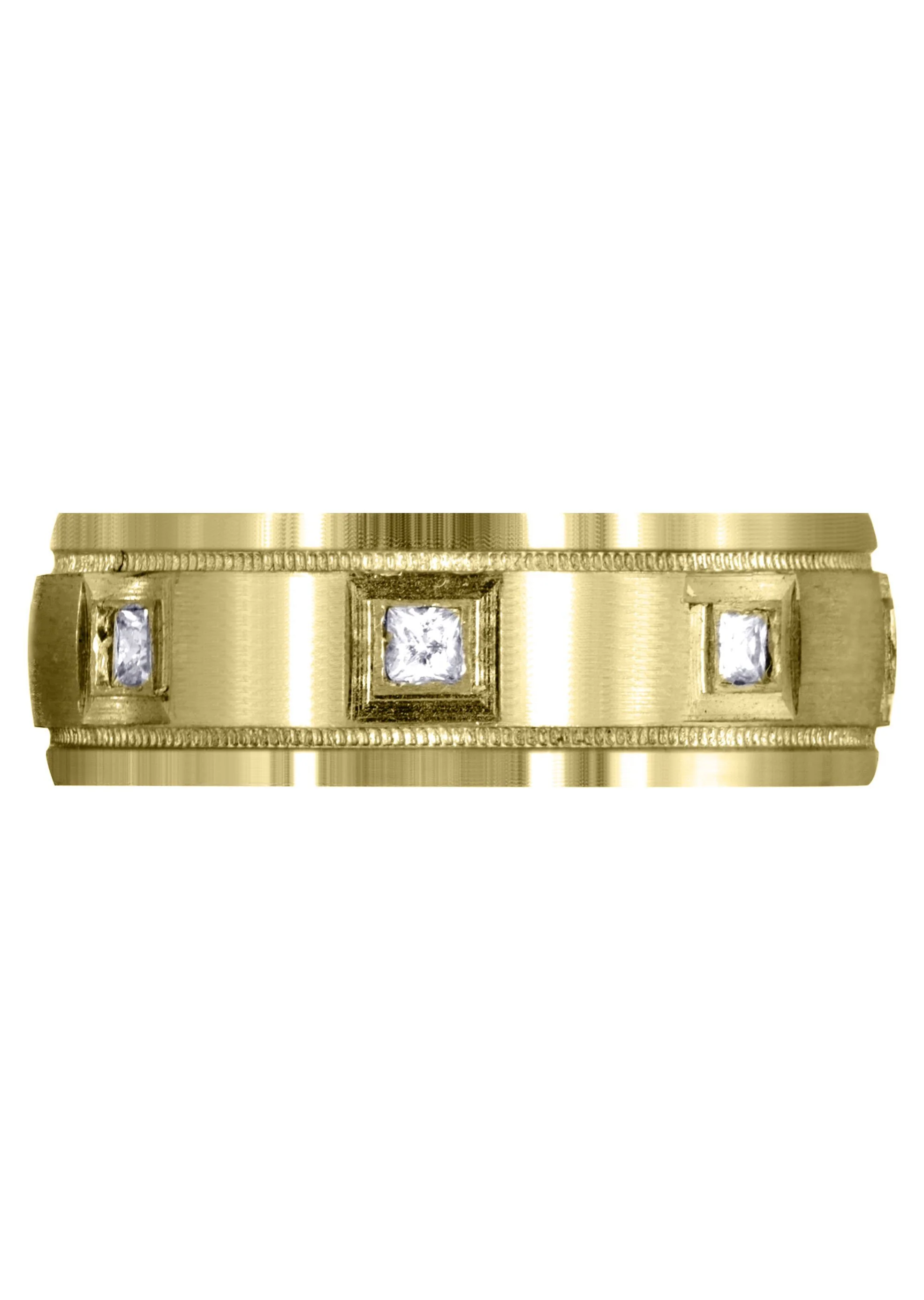 Yellow Gold Diamond Mens Wedding Band | 0.4 Carats | Satin Finish (Cesar) - Image 2