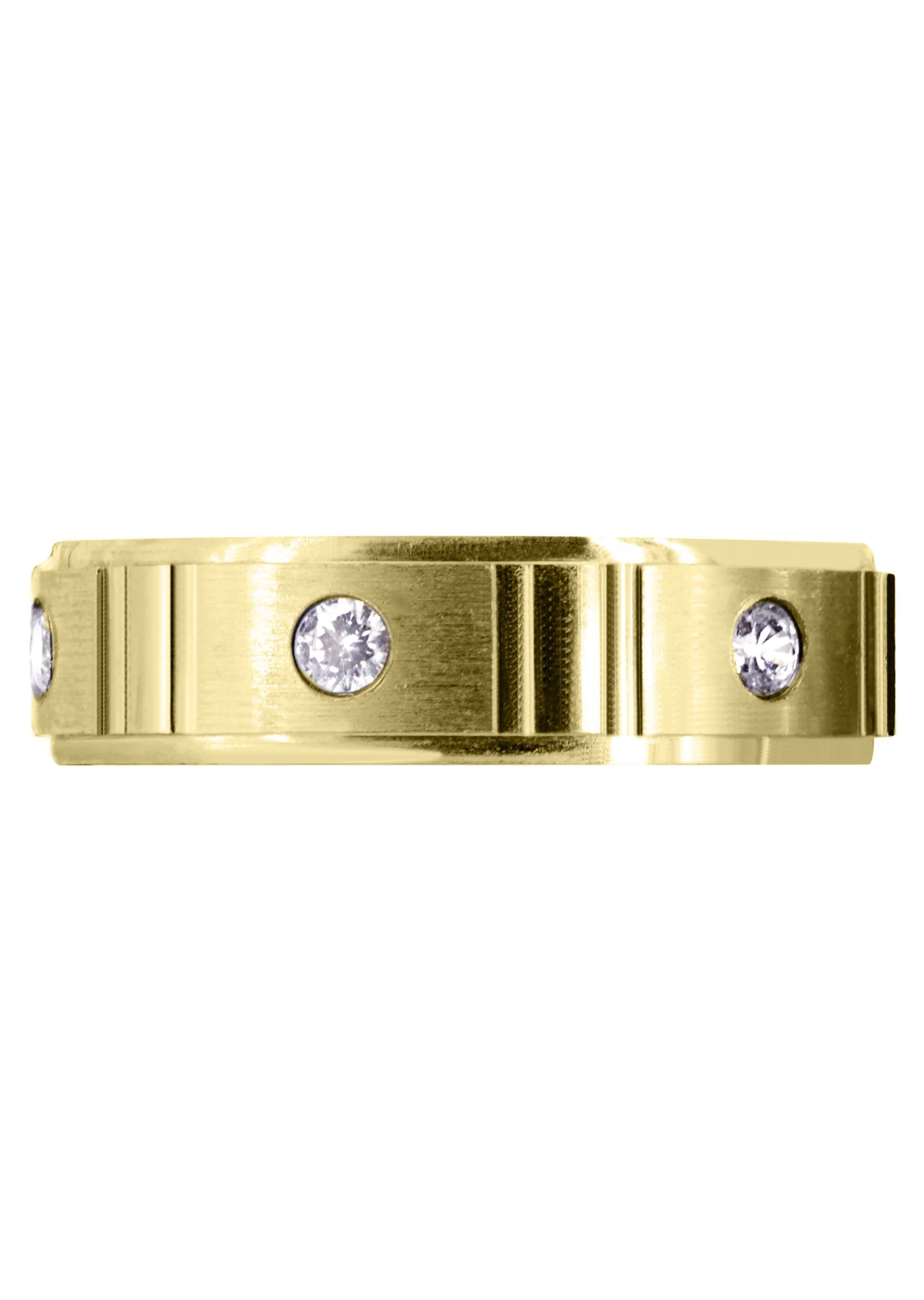 Yellow Gold Diamond Mens Wedding Band | 0.42 Carats | Satin Finish (Noel) - Image 2