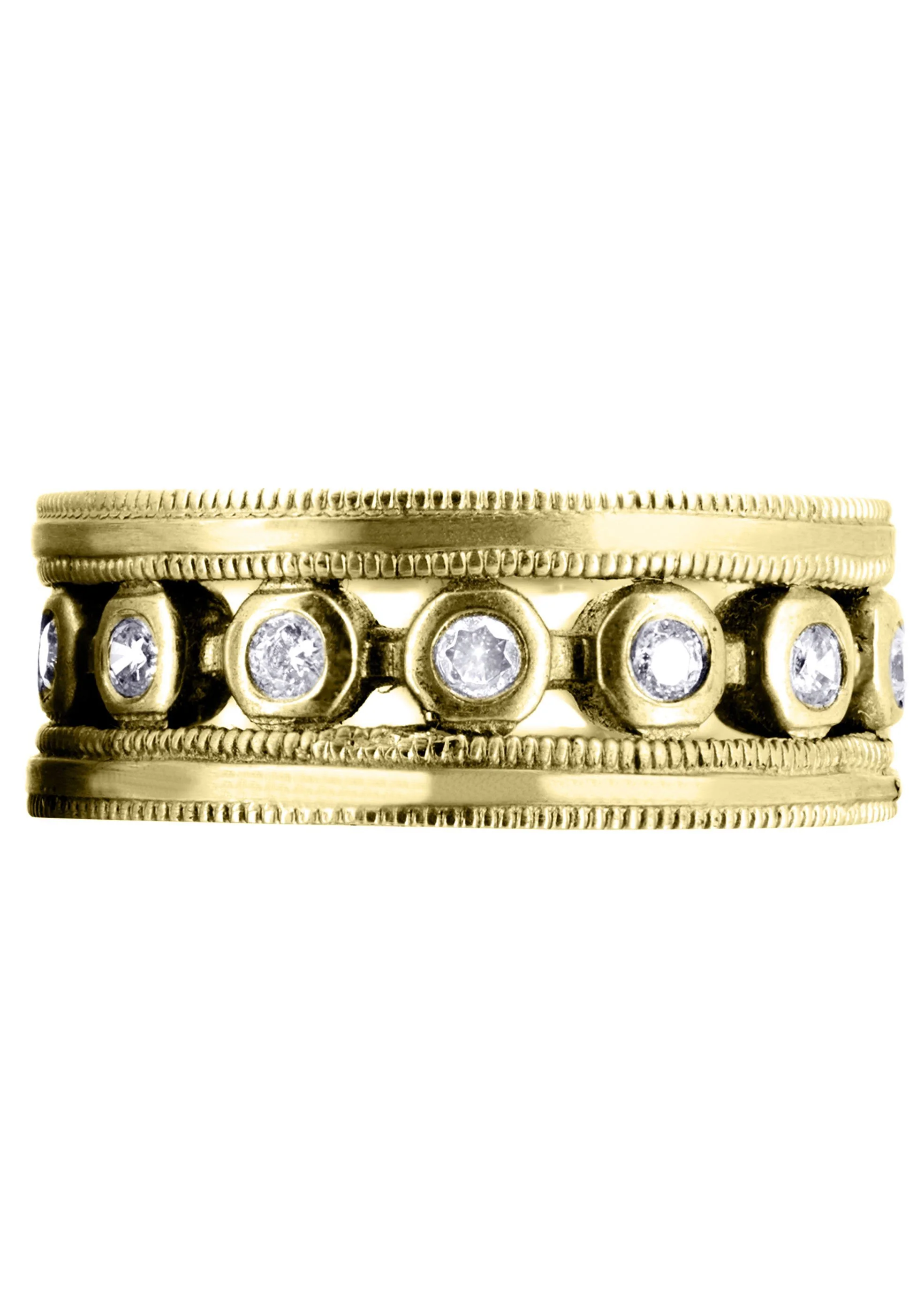 Yellow Gold Unique Mens Wedding Band | 0.42 Carats | Satin Finish (Theo) - Image 2