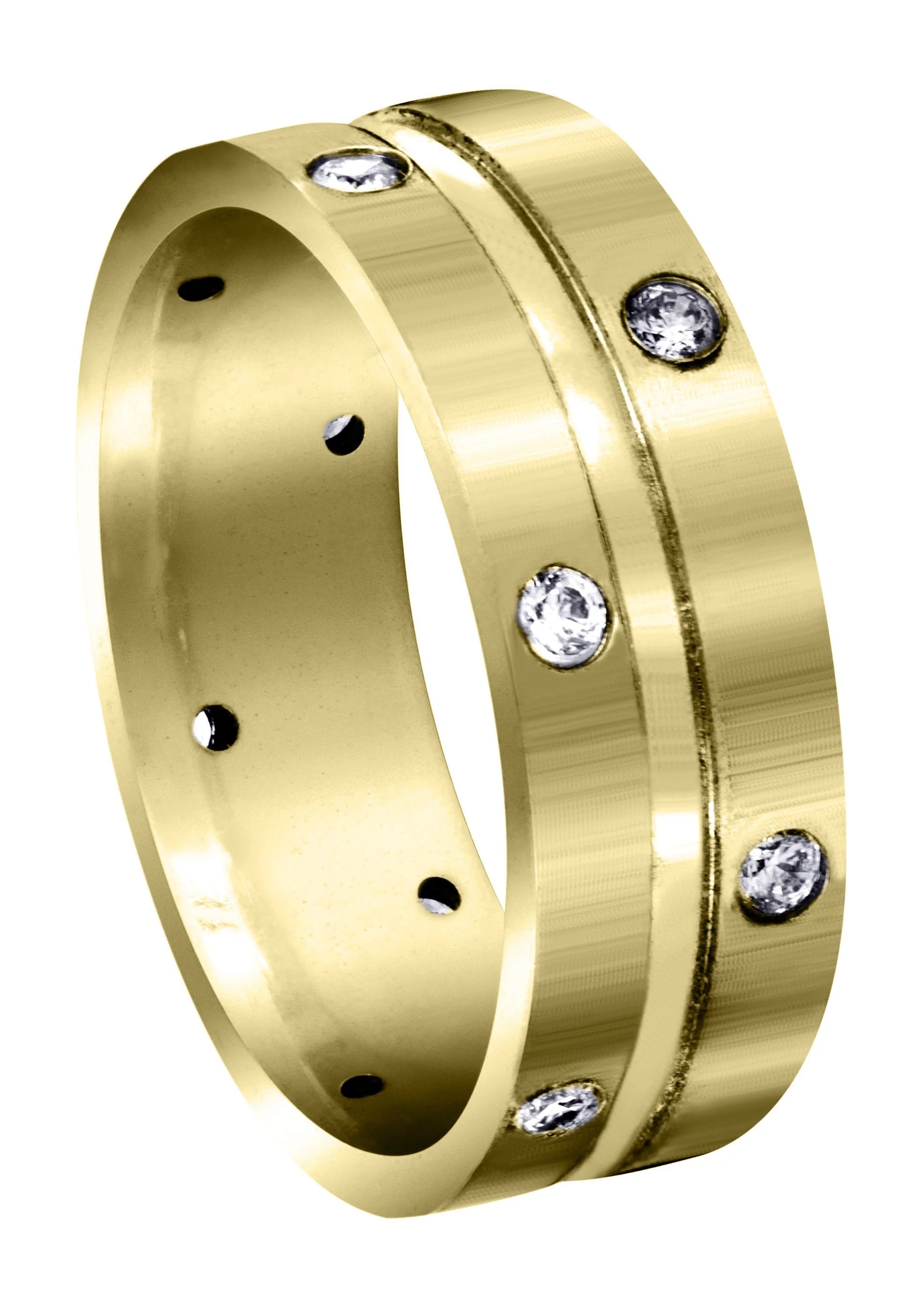 Yellow Gold Diamond Mens Wedding Band | 0.48 Carats | Satin Finish (Walter)