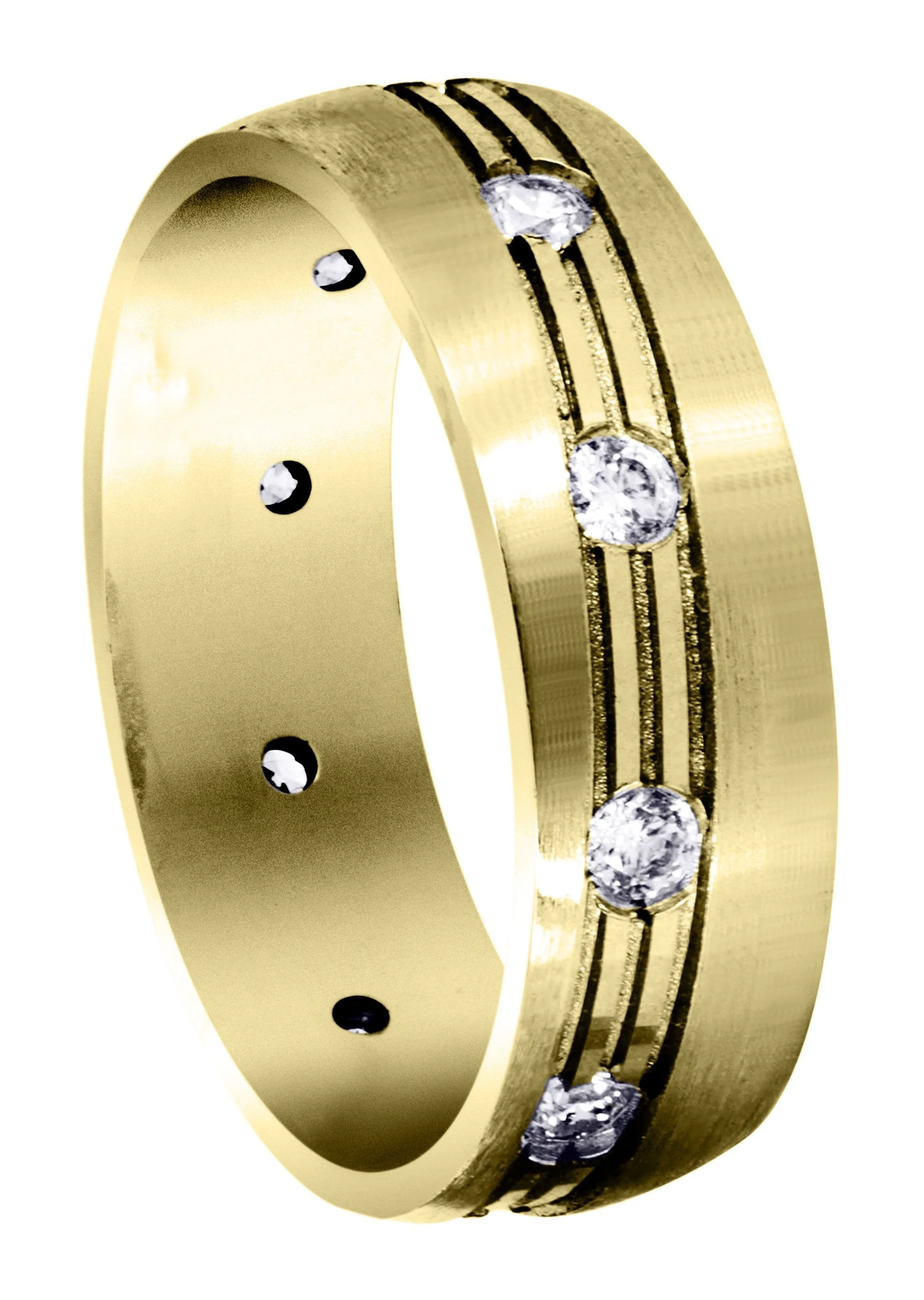 Yellow Gold Diamond Mens Wedding Band | 0.5 Carats (Hendrix)