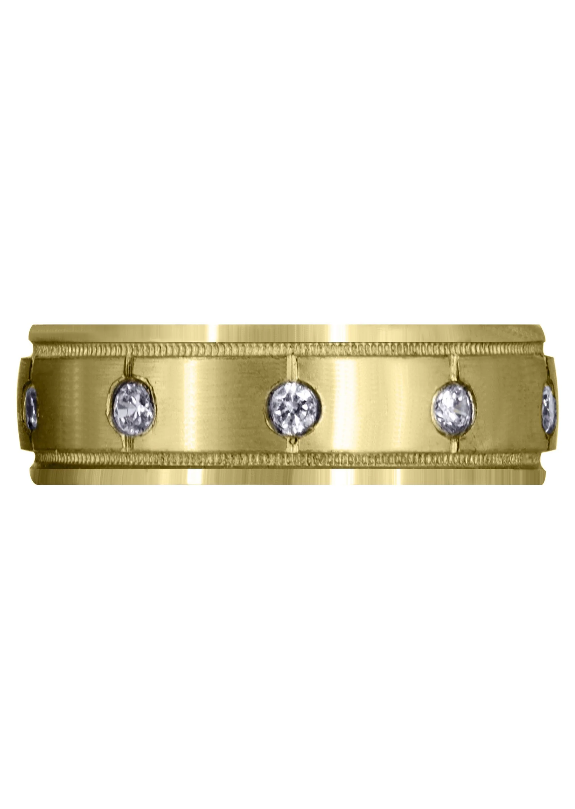 Yellow Gold Diamond Mens Wedding Band | 0.5 Carats | Satin Finish (Mario) - Image 2