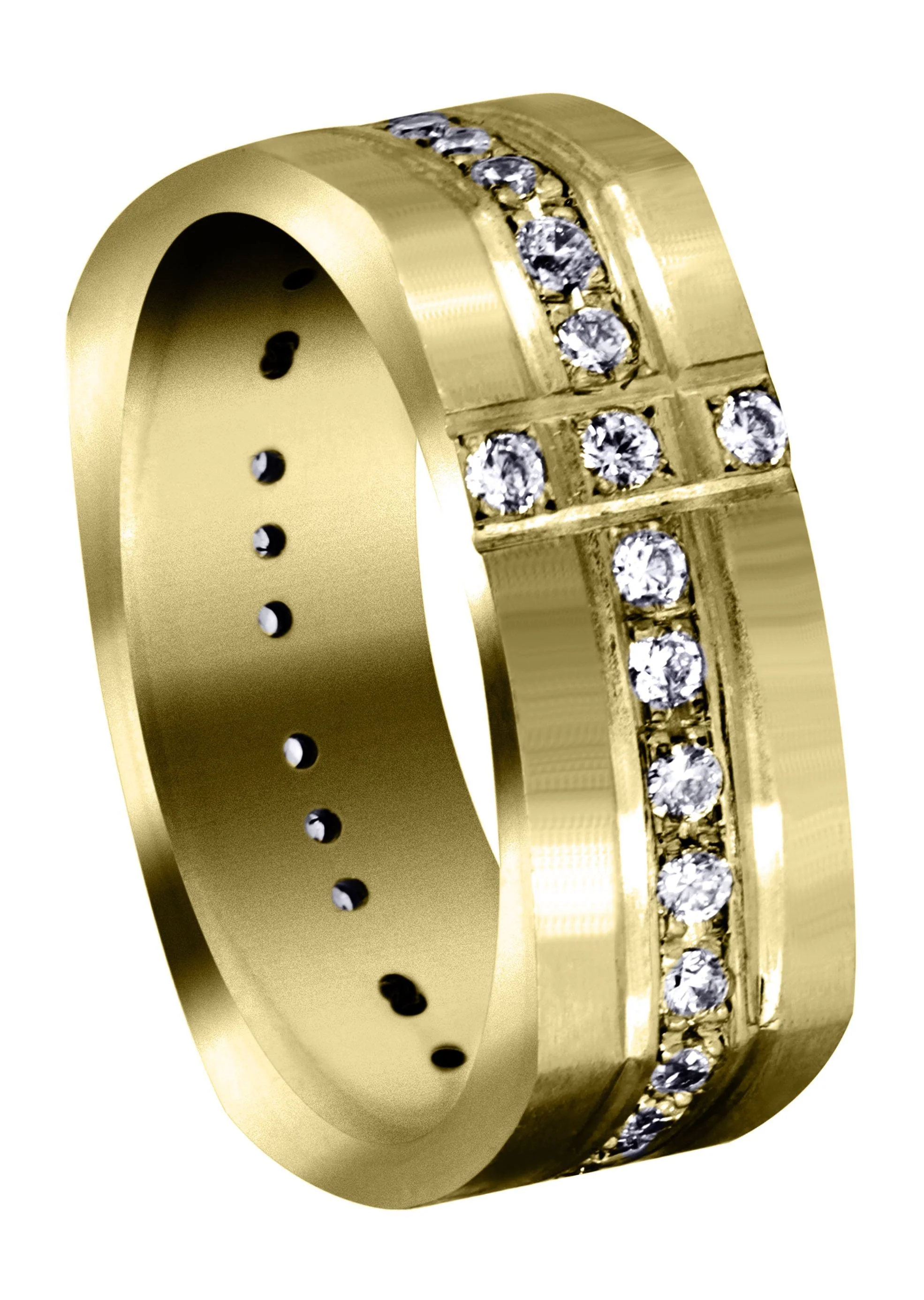 Yellow Gold Diamond Mens Wedding Band | 0.51 Carats | Satin Finish (Tate)