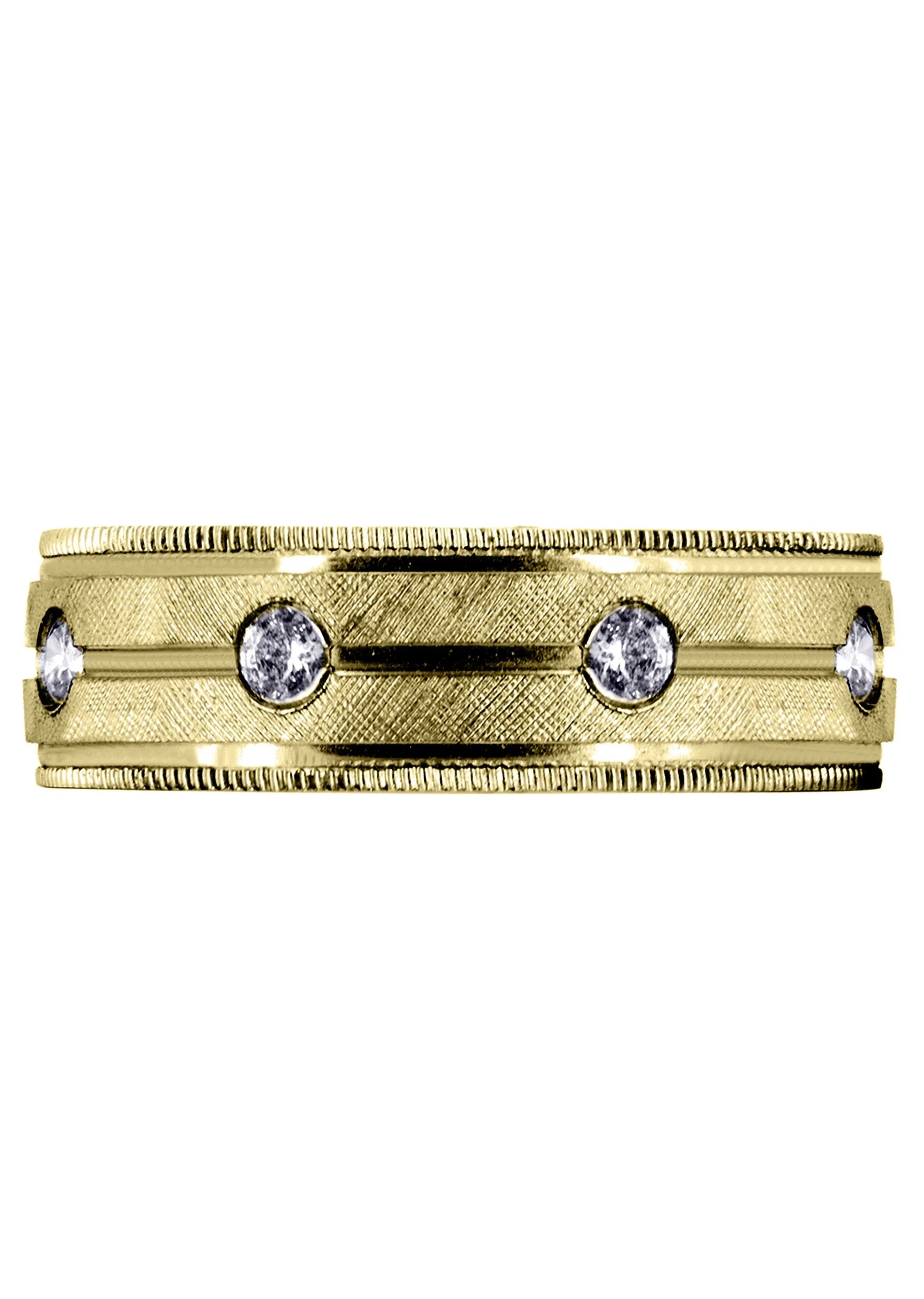 Yellow Gold Diamond Mens Wedding Band | 0.56 Carats | Diamond Cut Finish (Jensen) - Image 2