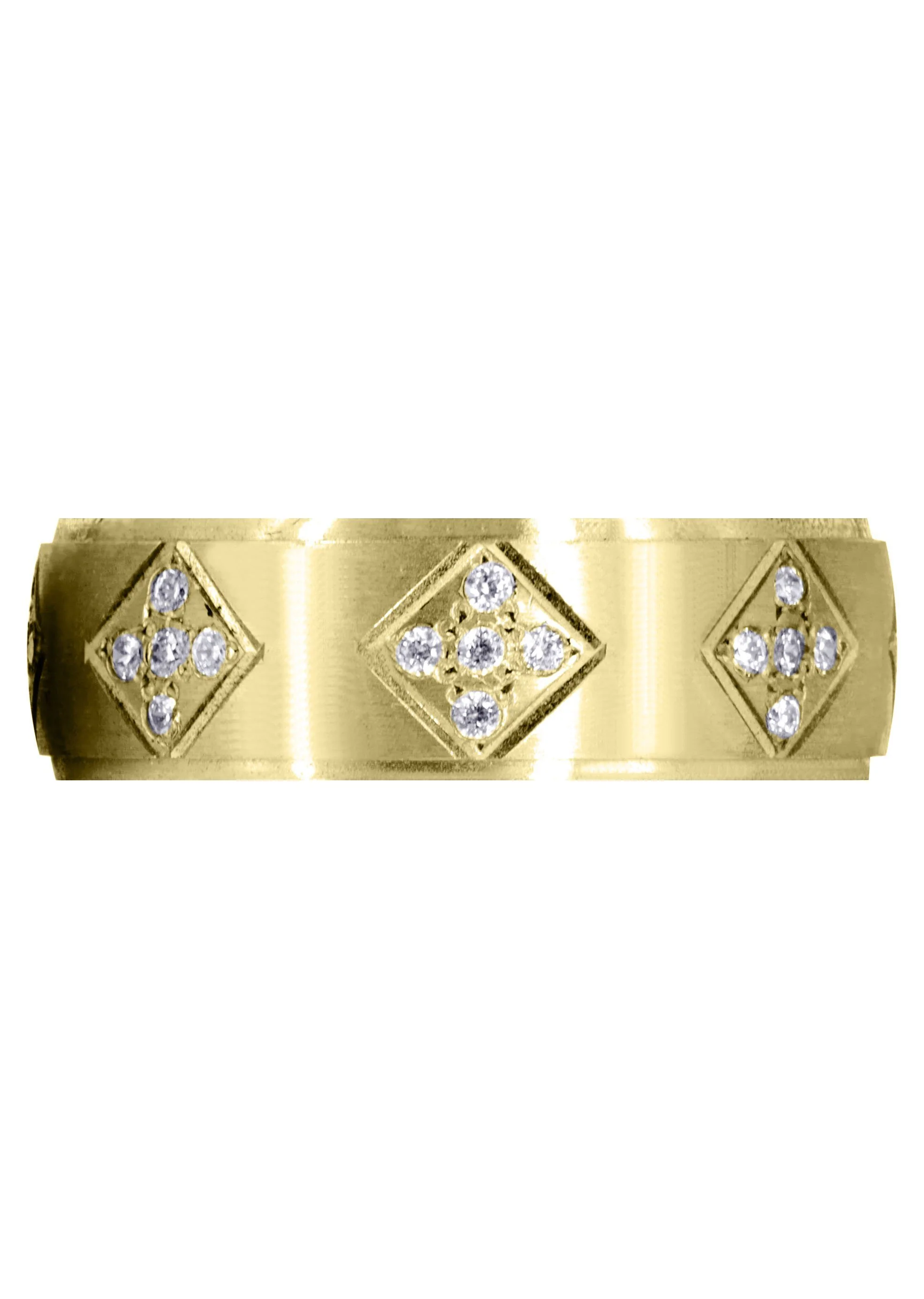 Yellow Gold Diamond Mens Wedding Band | 0.6 Carats | Satin Finish (Shawn) - Image 2