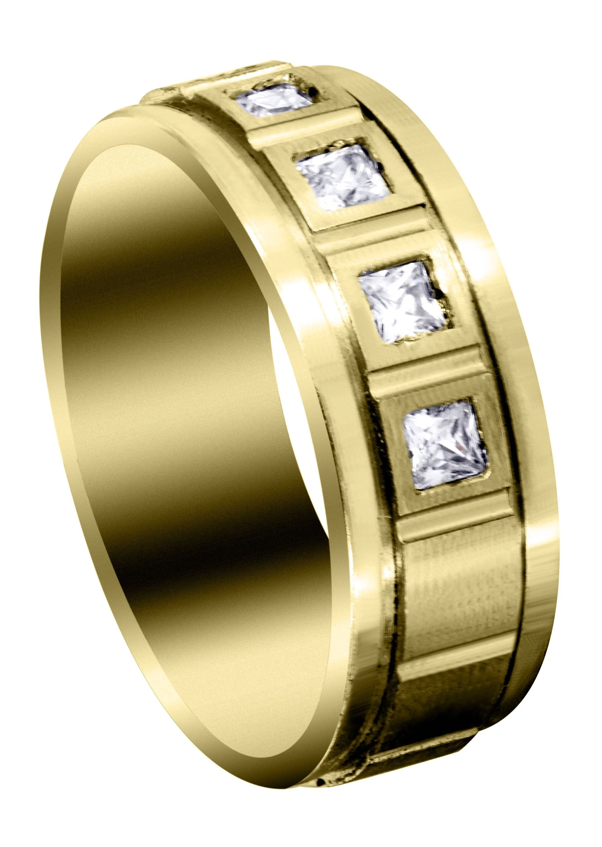 Yellow Gold Diamond Mens Engagement Ring | 0.6 Carats | Satin Finish (Emanuel)