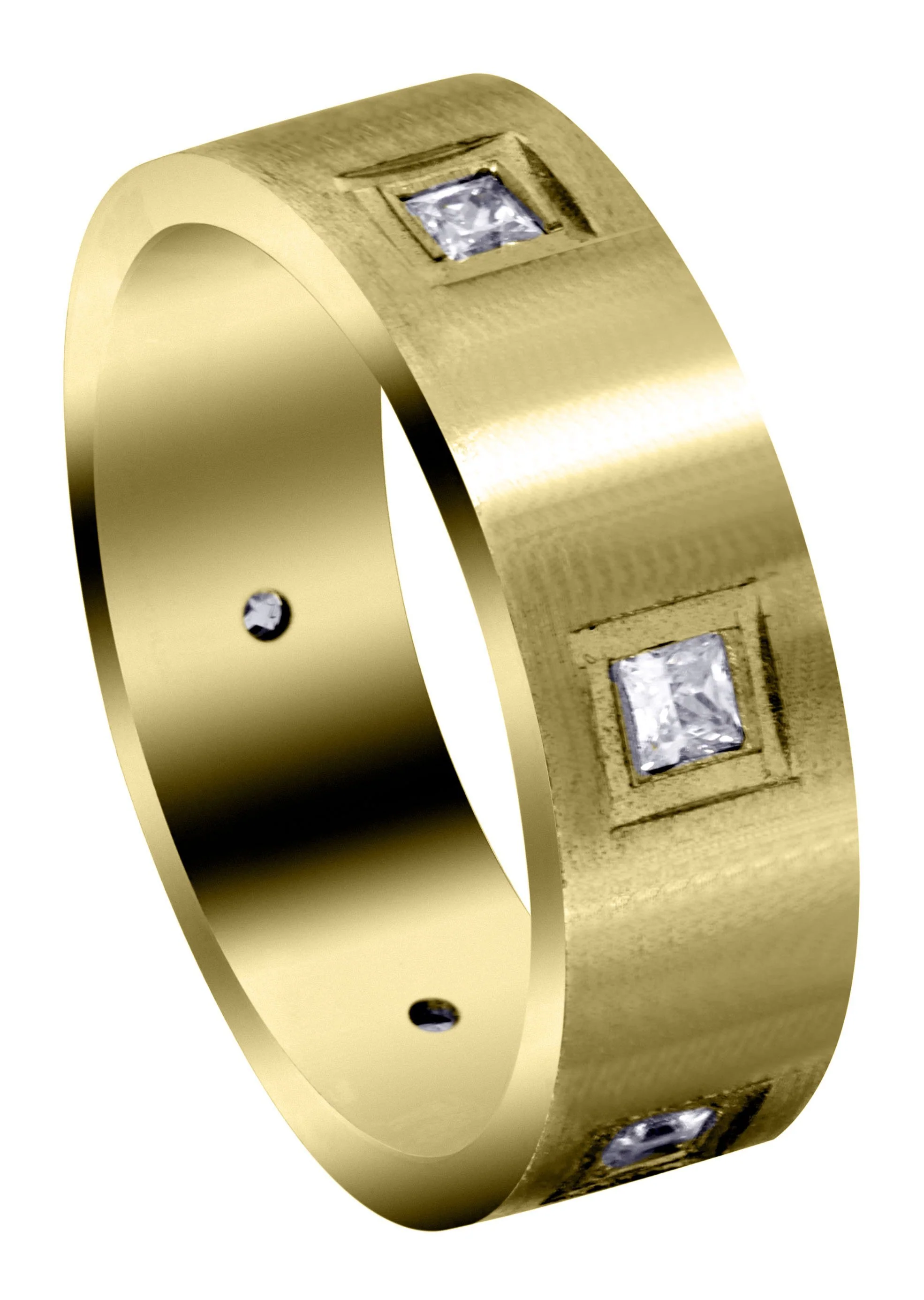 Yellow Gold Diamond Mens Engagement Ring | 0.6 Carats | Satin Finish (Jaylen)