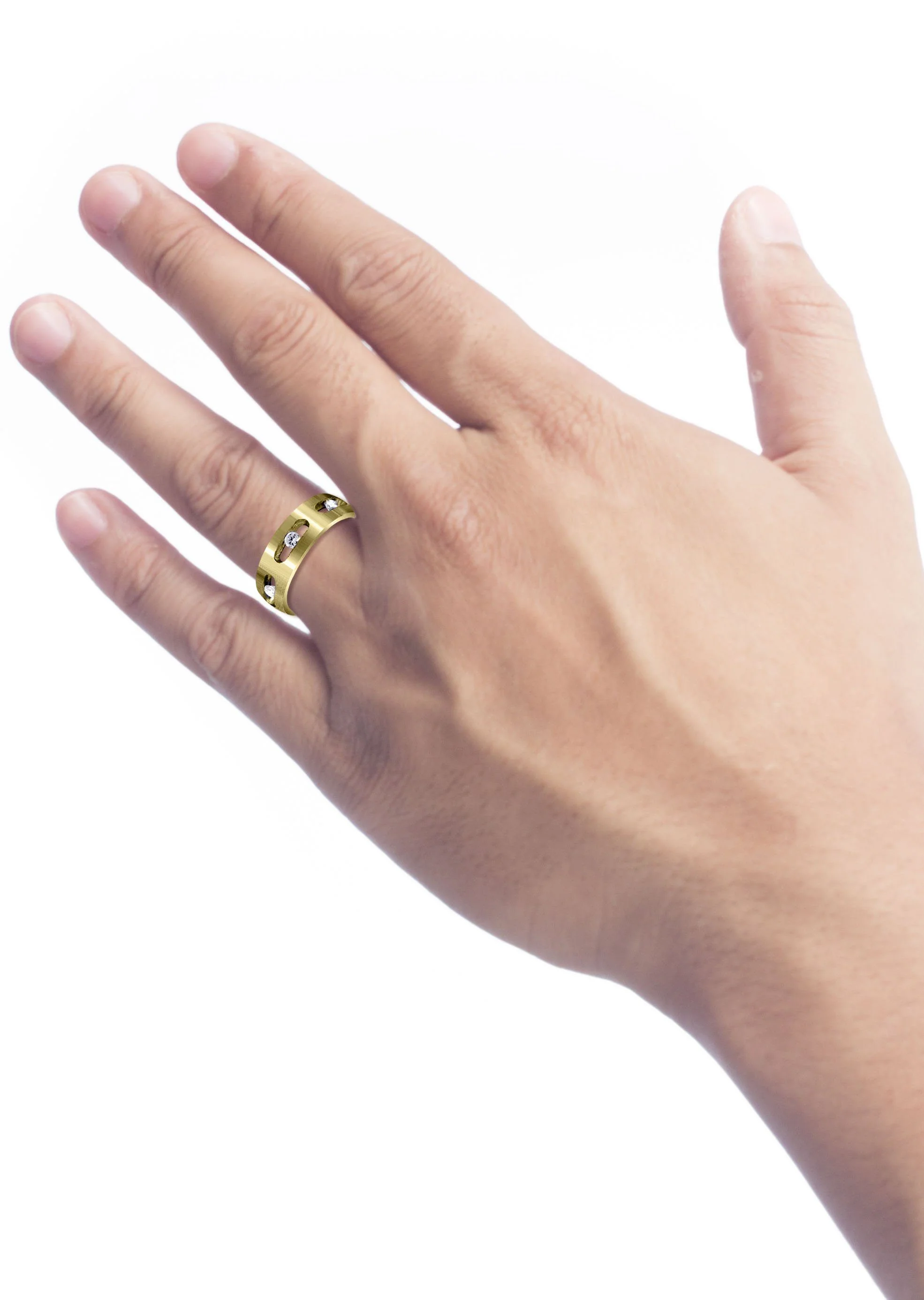 Yellow Gold Diamond Mens Engagement Ring | 0.6 Carats | Satin Finish (Dakota) - Image 4