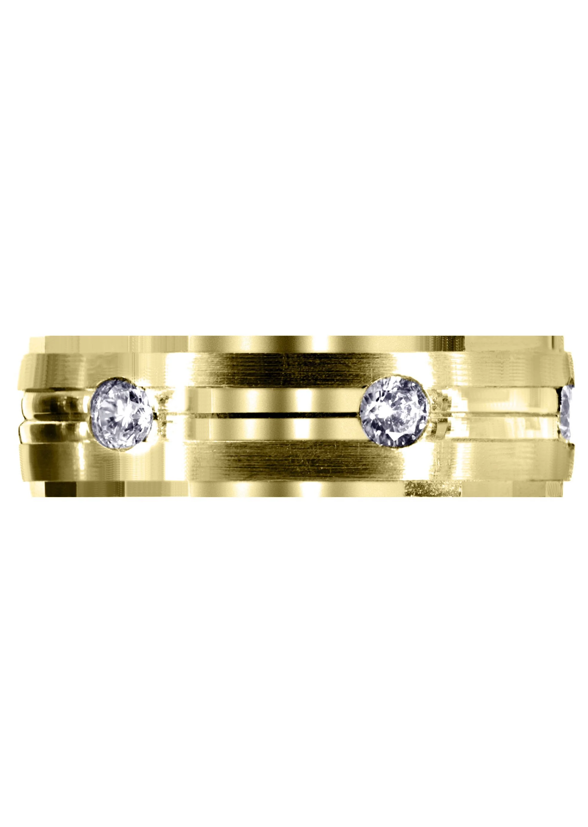 Yellow Gold Diamond Mens Wedding Band | 0.6 Carats | Satin / High Polish Finish (Aden) - Image 2