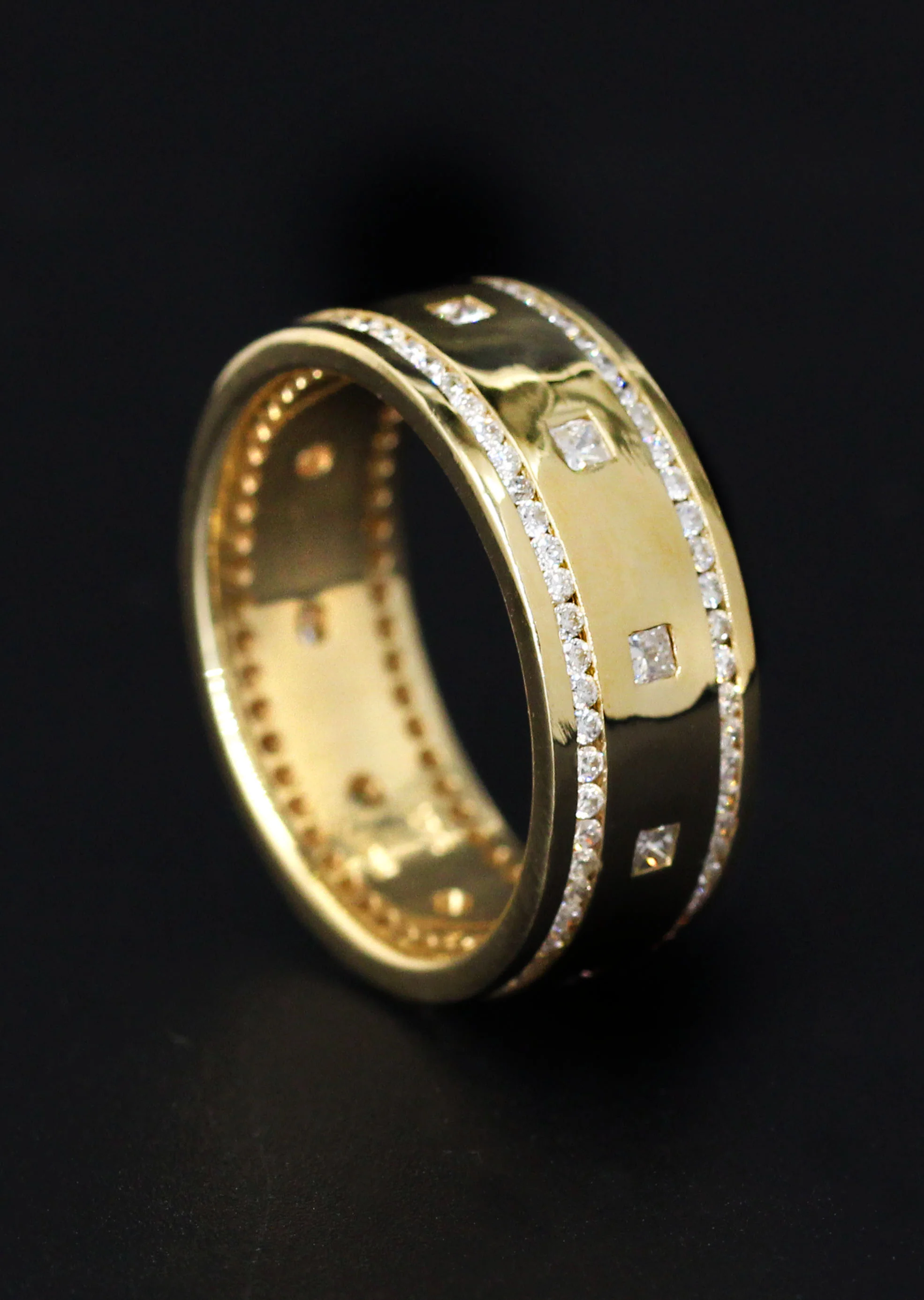 Yellow Gold Diamond Mens Wedding Band | 1.04 Carats | Satin Finish (Armando) - Image 4