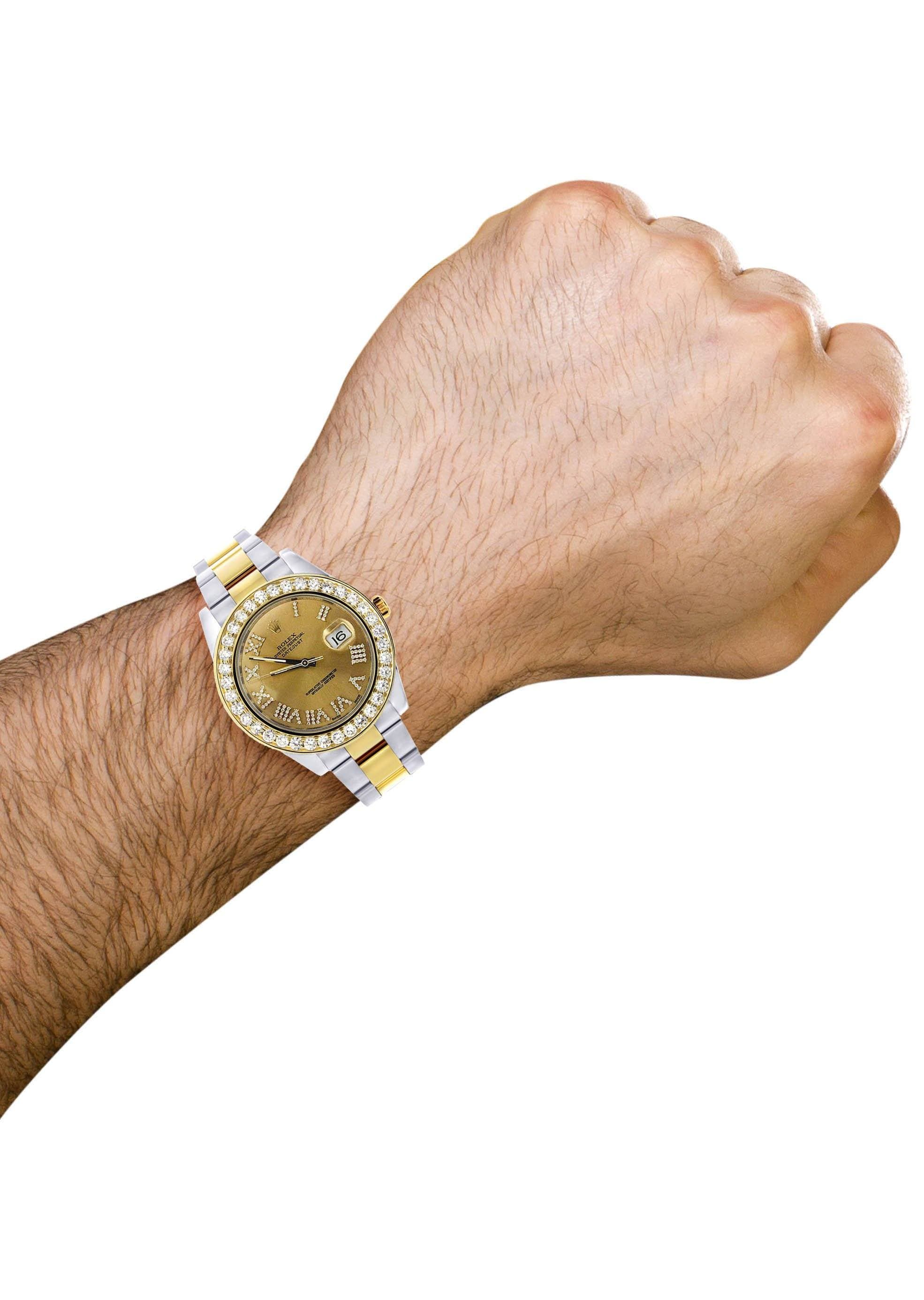 Diamond Rolex Datejust 2 | 18K Yellow Gold & Stainless Steel | Champagne Diamond Roman Dial | 41 MM - Image 5