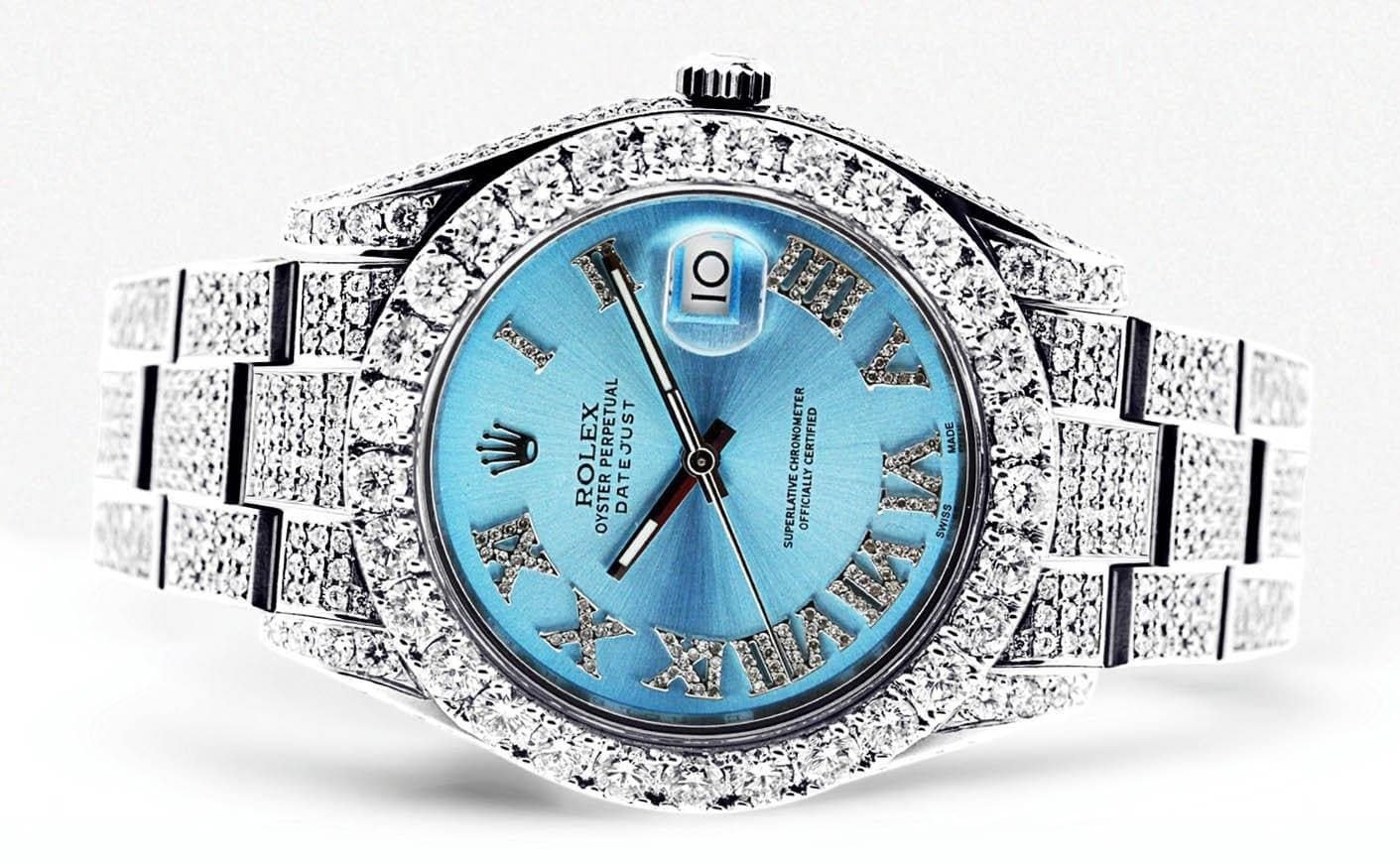 Diamond Rolex Datejust 2 | Stainless Steel | Custom Blue Roman Numeral Dial | 41 MM | 16.55 Carats - Image 2