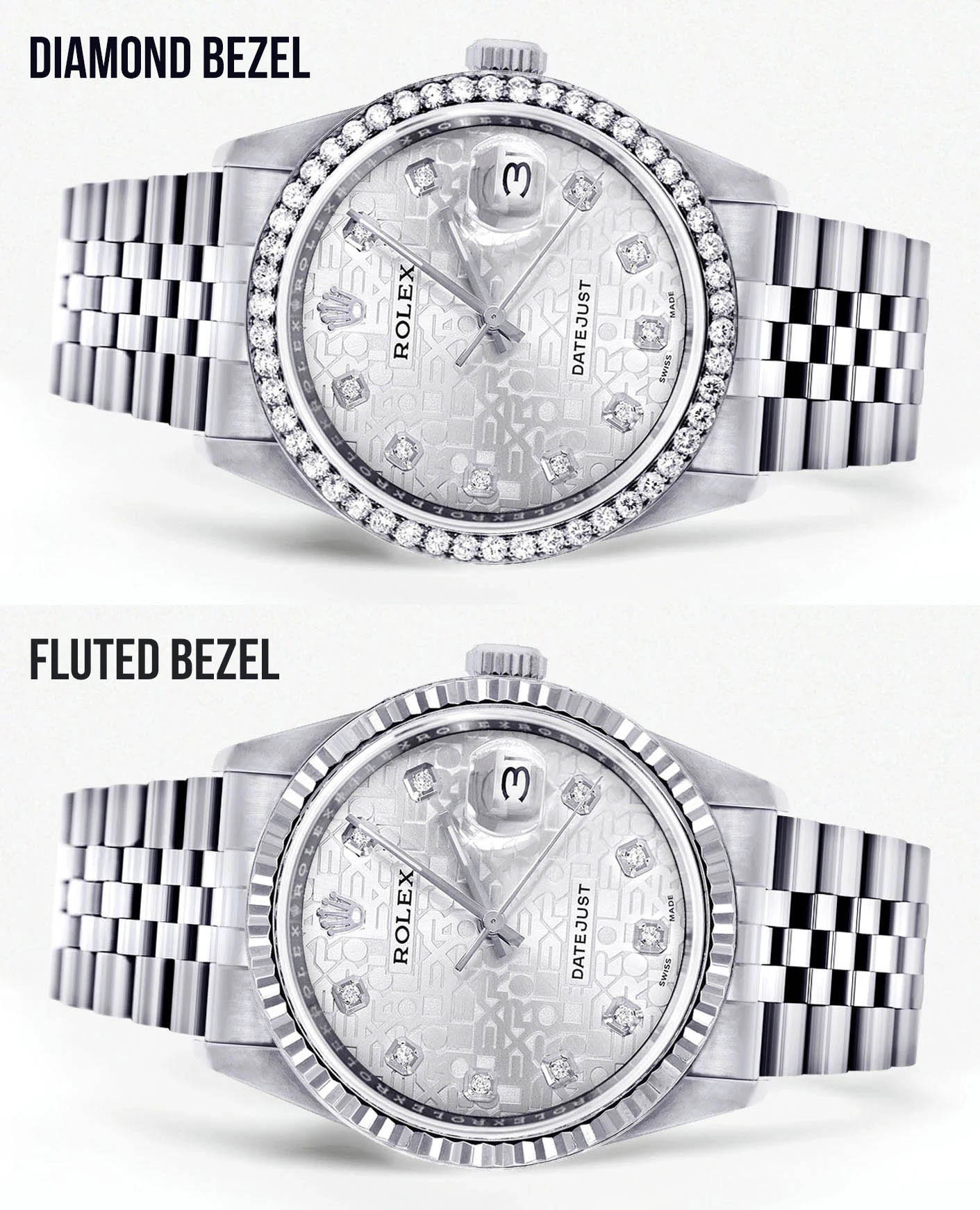 Diamond Mens Rolex Datejust Watch 16200 | 36 MM | Diamond Rolex Textured Jubilee Dial | Jubilee Band - Image 2