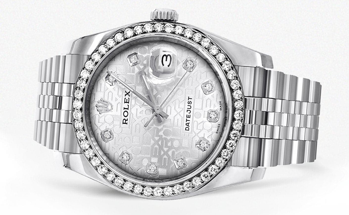 116200 | Hidden Clasp | Diamond Rolex Datejust Watch | 36 MM | Diamond Rolex Textured Jubilee Dial | Jubilee Band - Image 2
