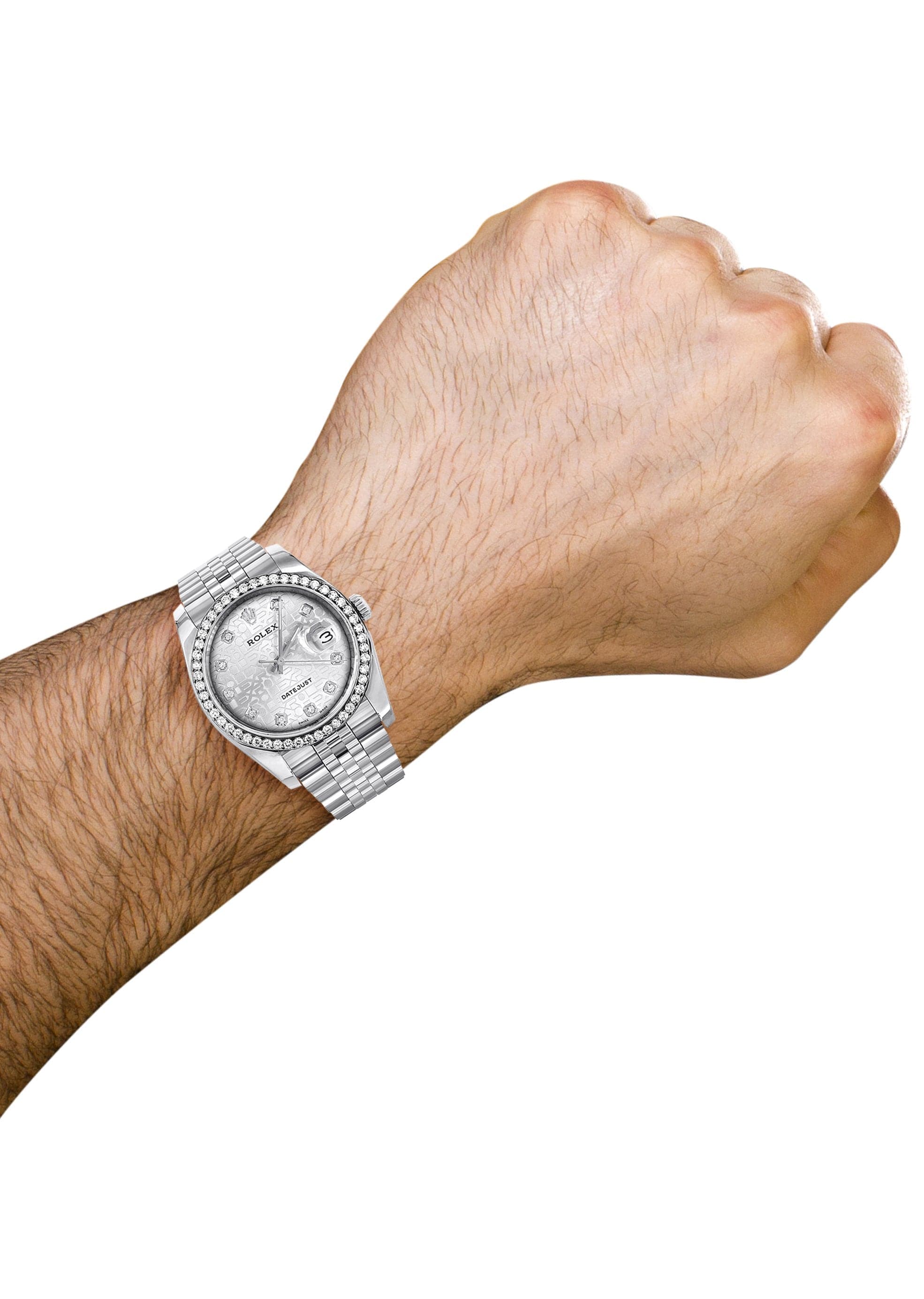 116200 | Hidden Clasp | Diamond Rolex Datejust Watch | 36 MM | Diamond Rolex Textured Jubilee Dial | Jubilee Band - Image 6