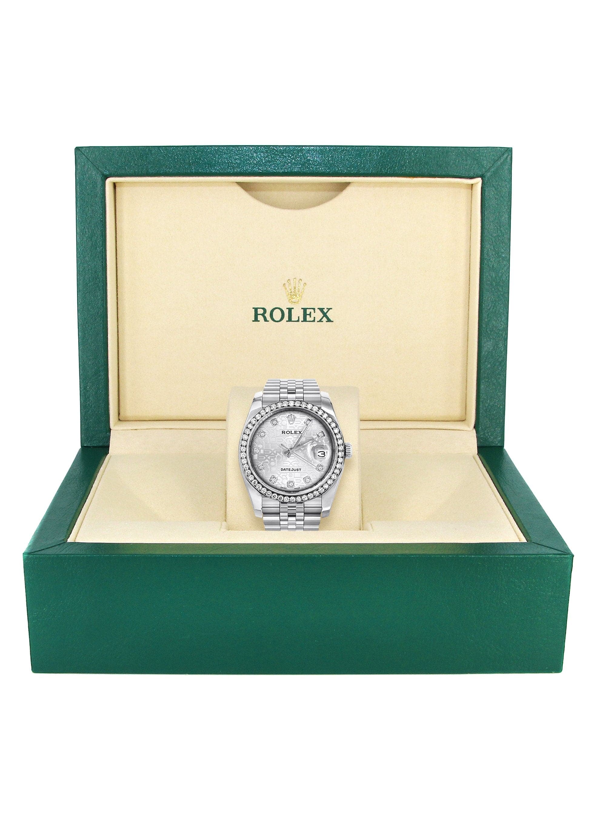 116200 | Hidden Clasp | Diamond Rolex Datejust Watch | 36 MM | Diamond Rolex Textured Jubilee Dial | Jubilee Band - Image 7